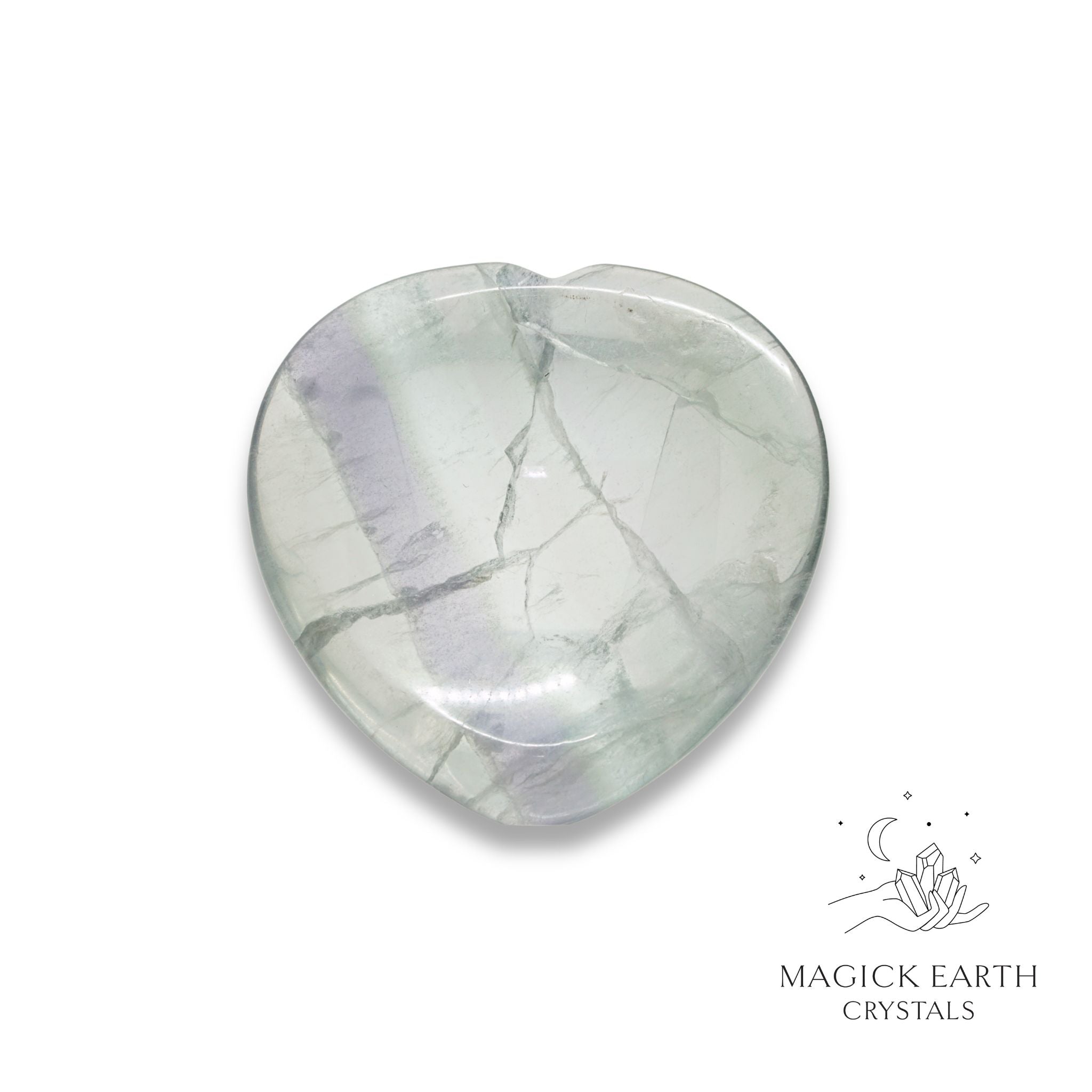 Natural Fluorite heart thumb stone view a