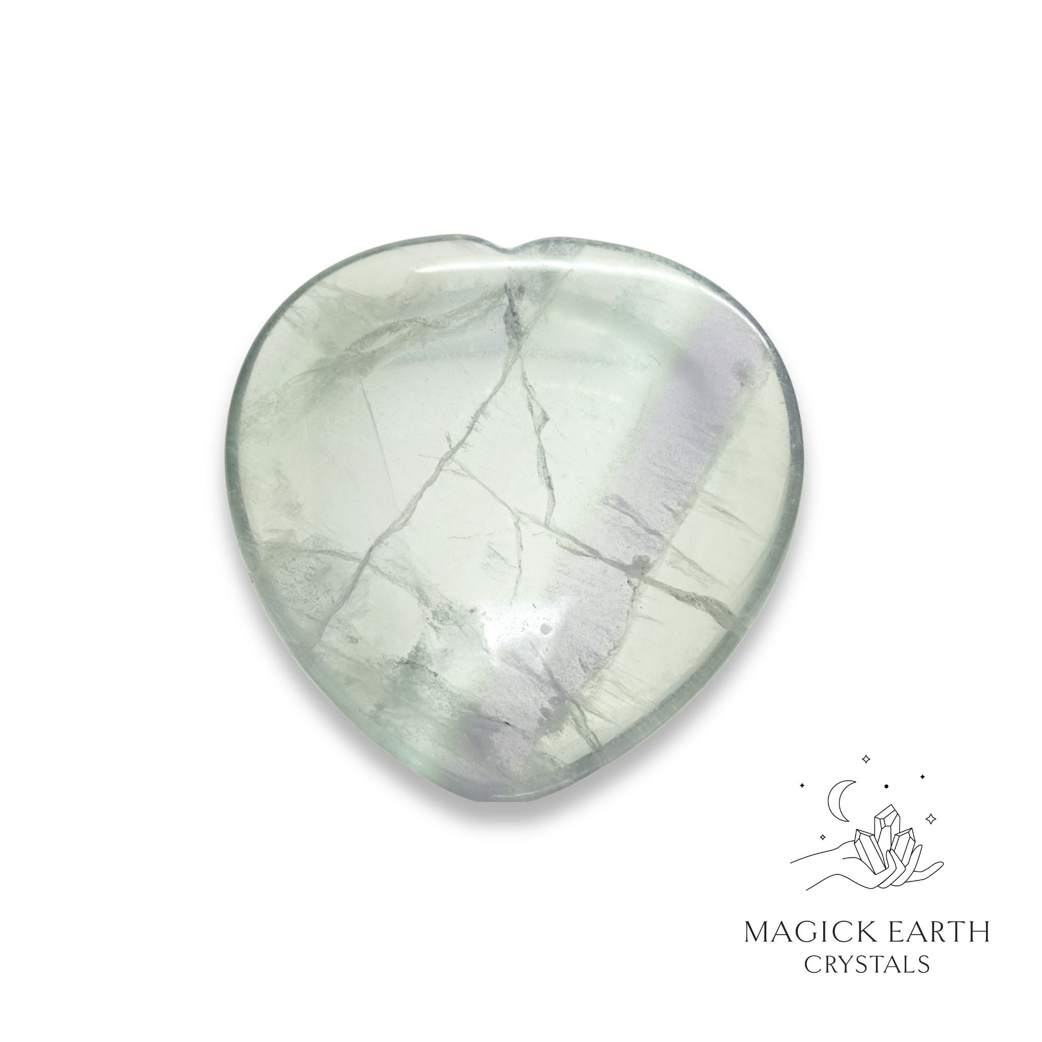 Natural Fluorite heart thumb stone view b