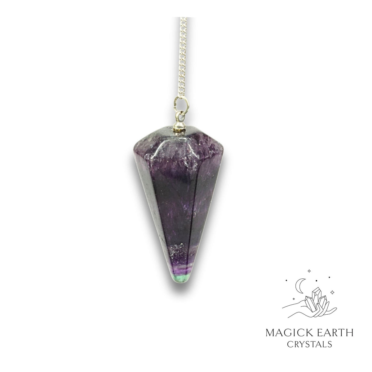 Natural Fluorite crystal large cone pendulum view b