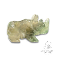 Natural Fluorite rhinoceros figurine view a