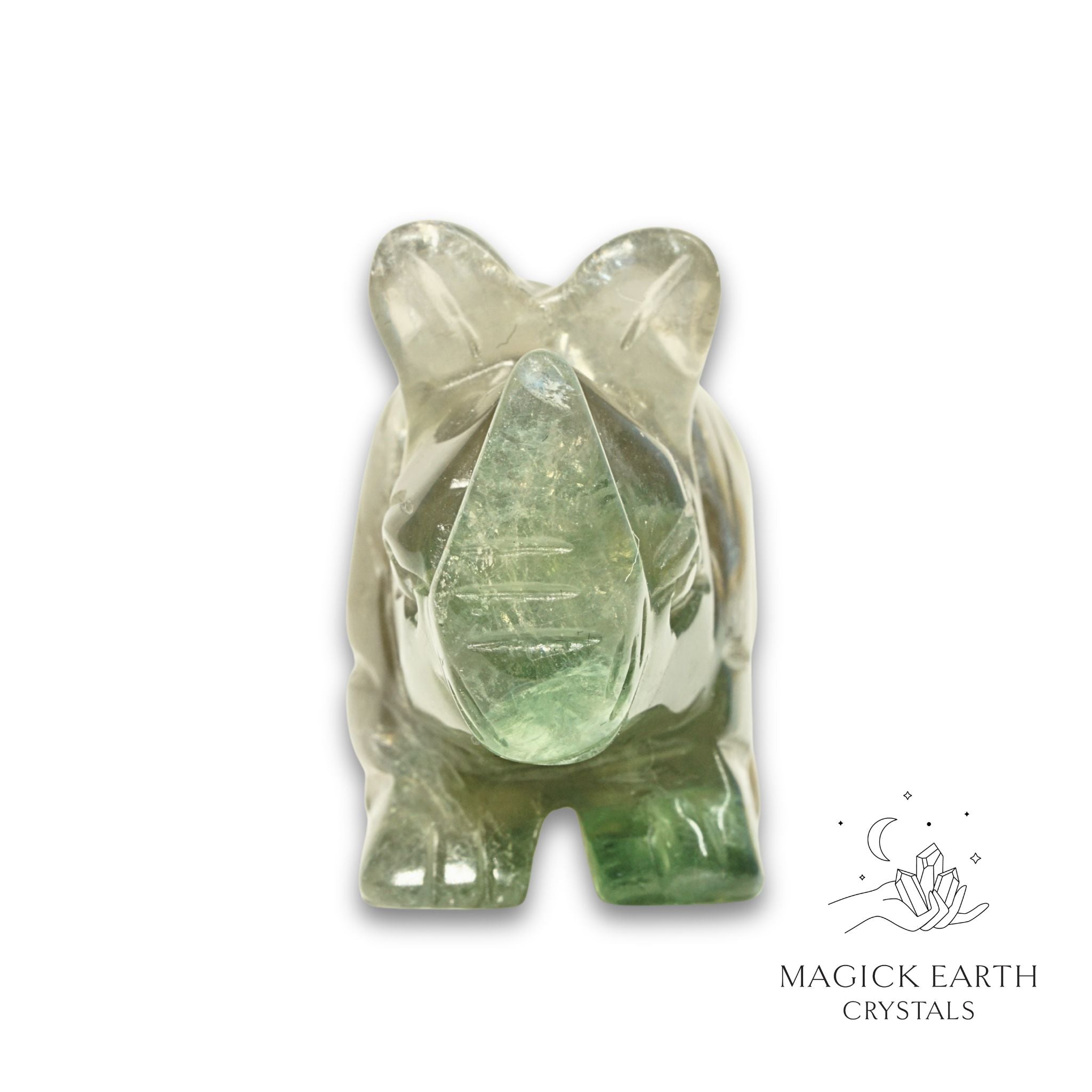 Natural Fluorite rhinoceros figurine view c