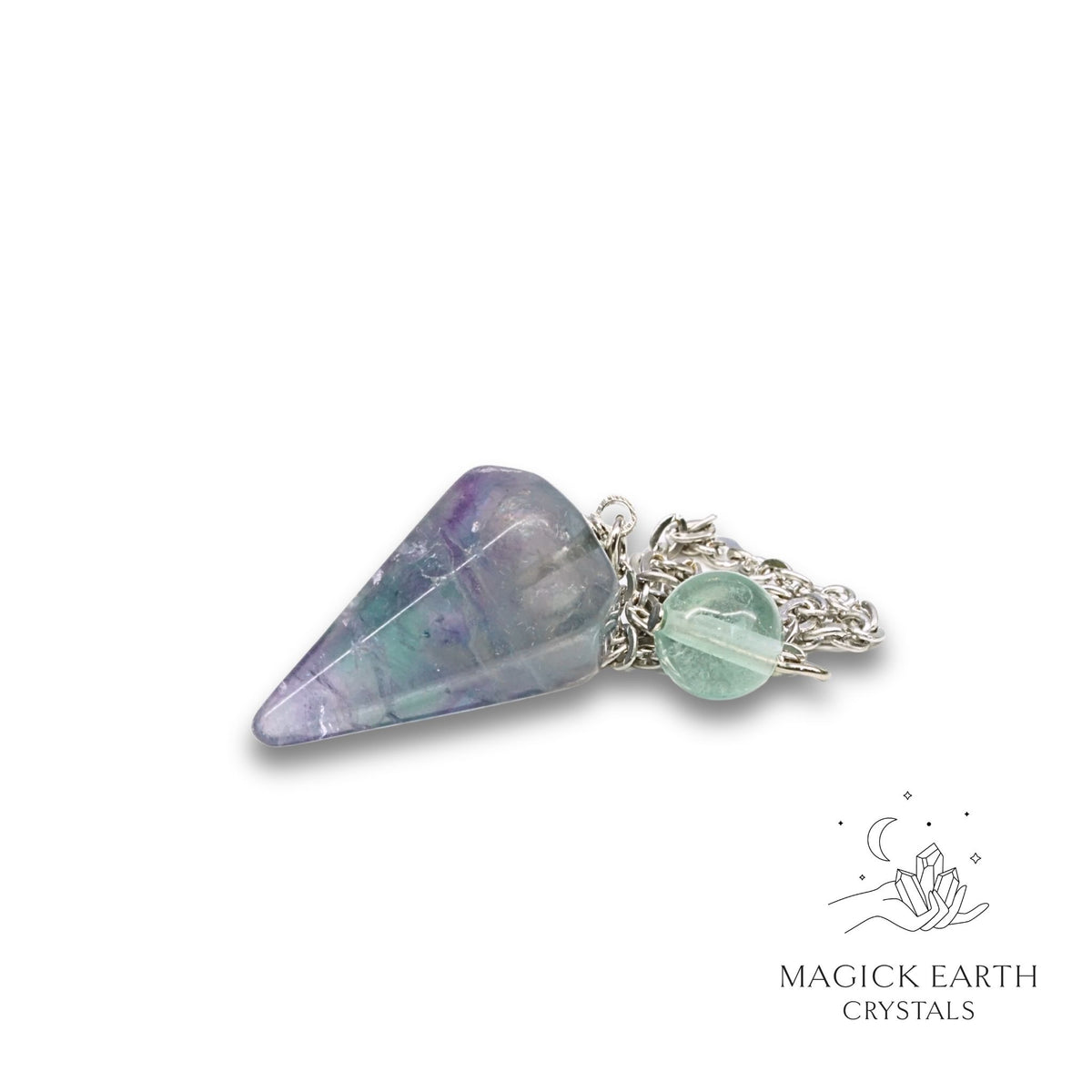Natural Fluorite crystal small cone pendulum view a