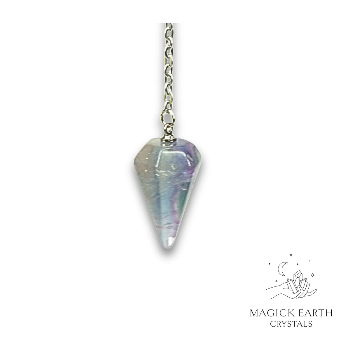 Natural Fluorite crystal small cone pendulum view b