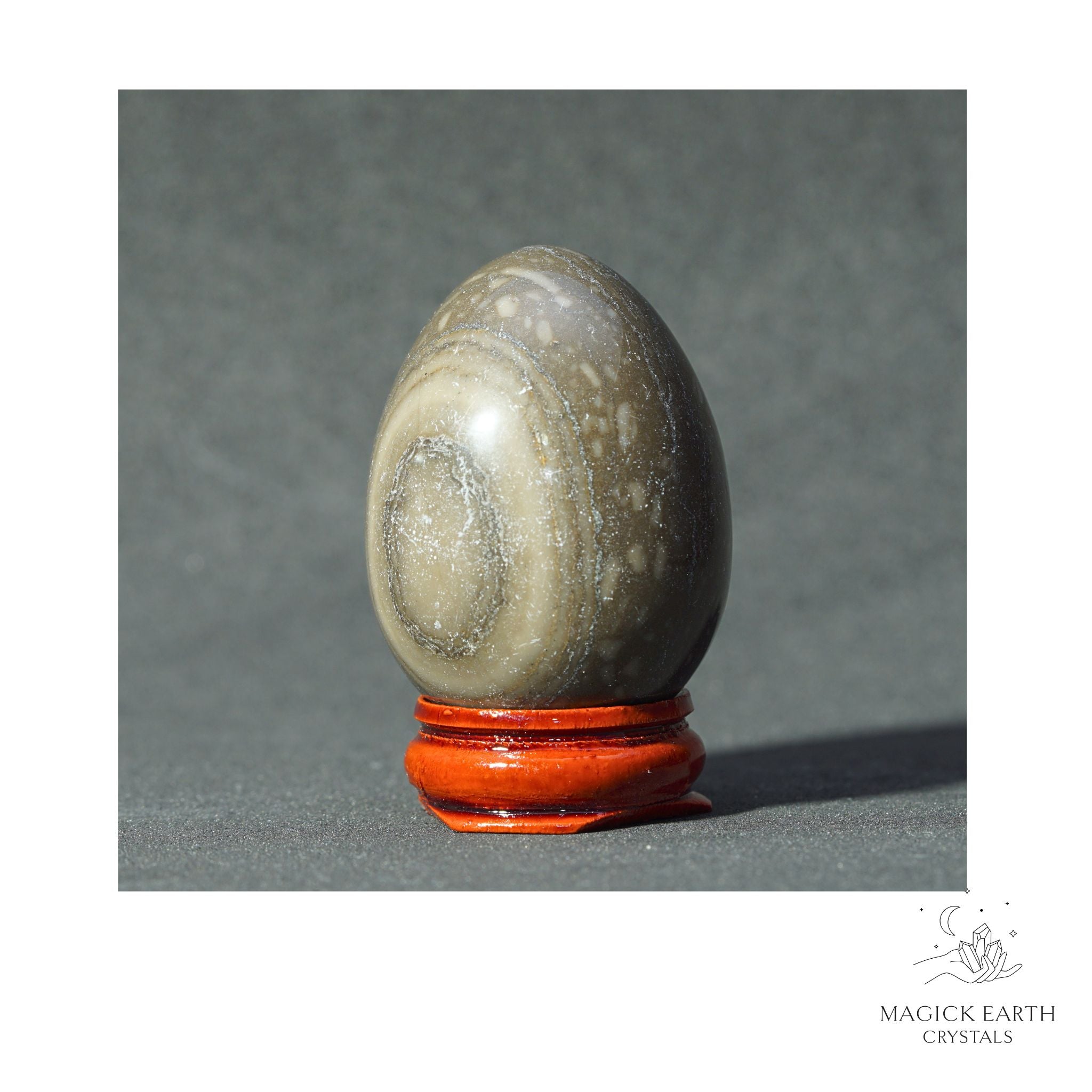 Natural Fossil Jasper Crystal Egg View A