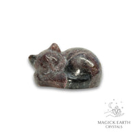 Natural Garnet sleeping cat figurine view a