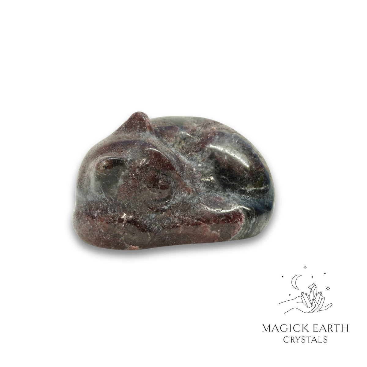 Natural Garnet sleeping cat figurine view b