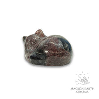 Natural Garnet sleeping cat figurine view c