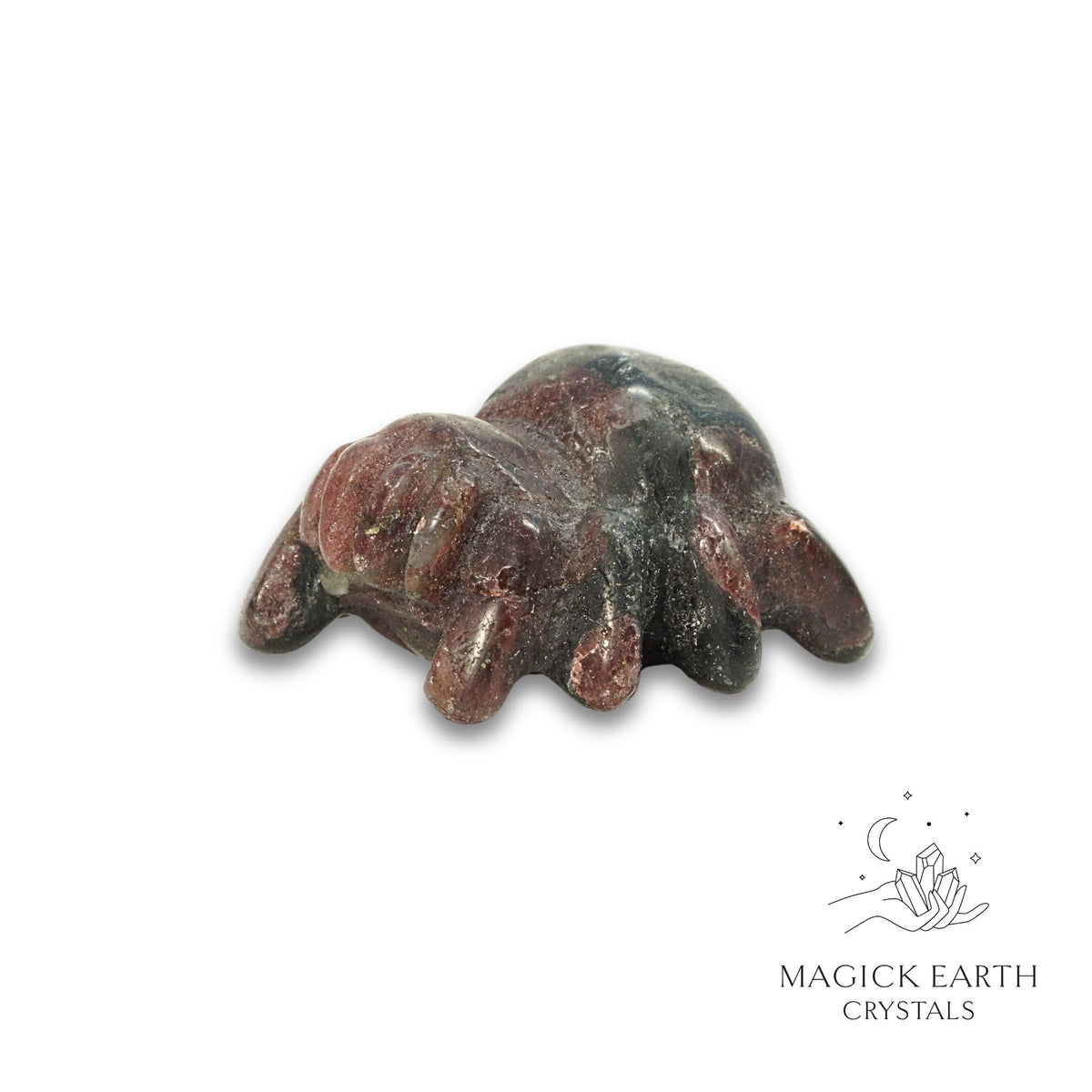 Natural Garnet crystal spider figurine view a