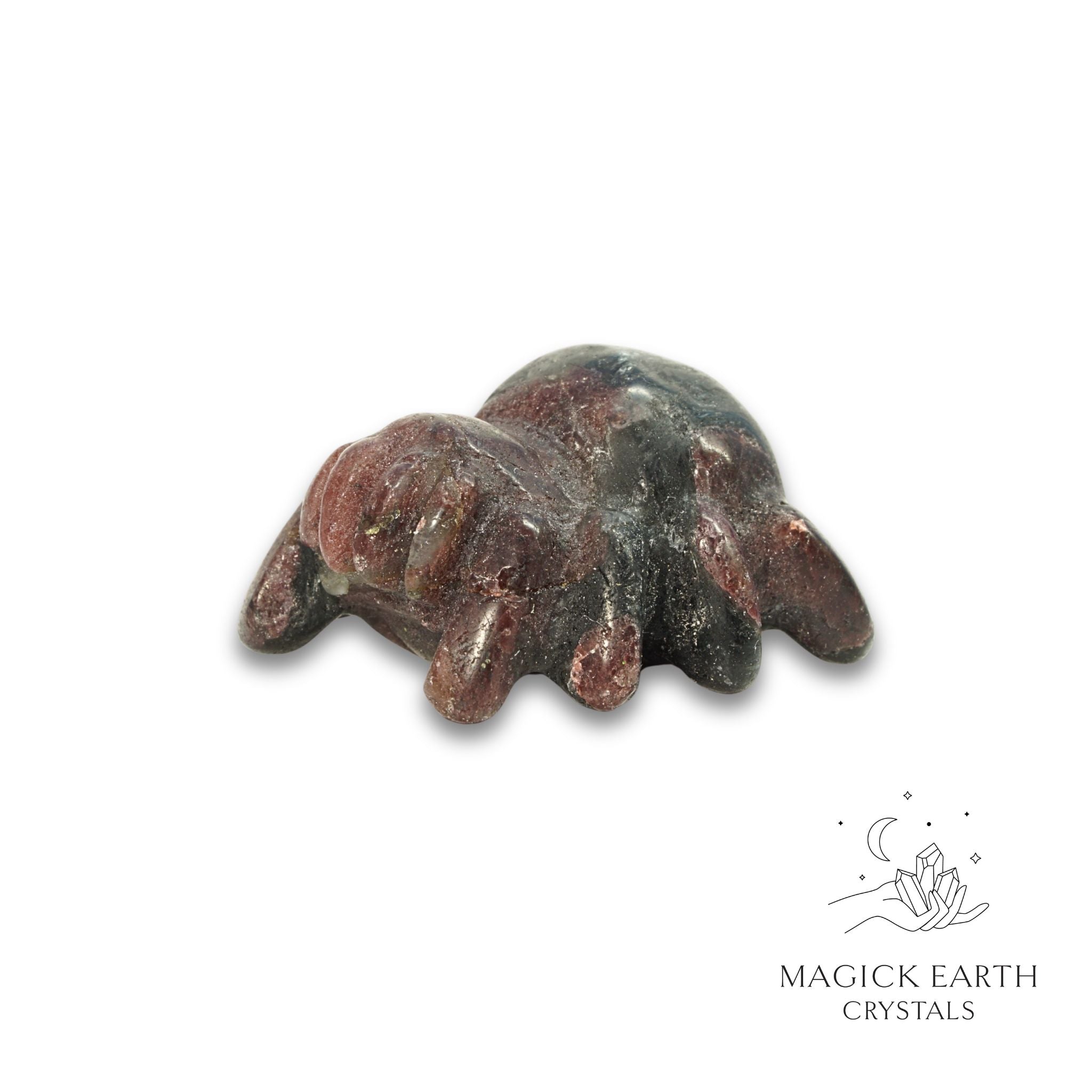 Natural Garnet crystal spider figurine view a