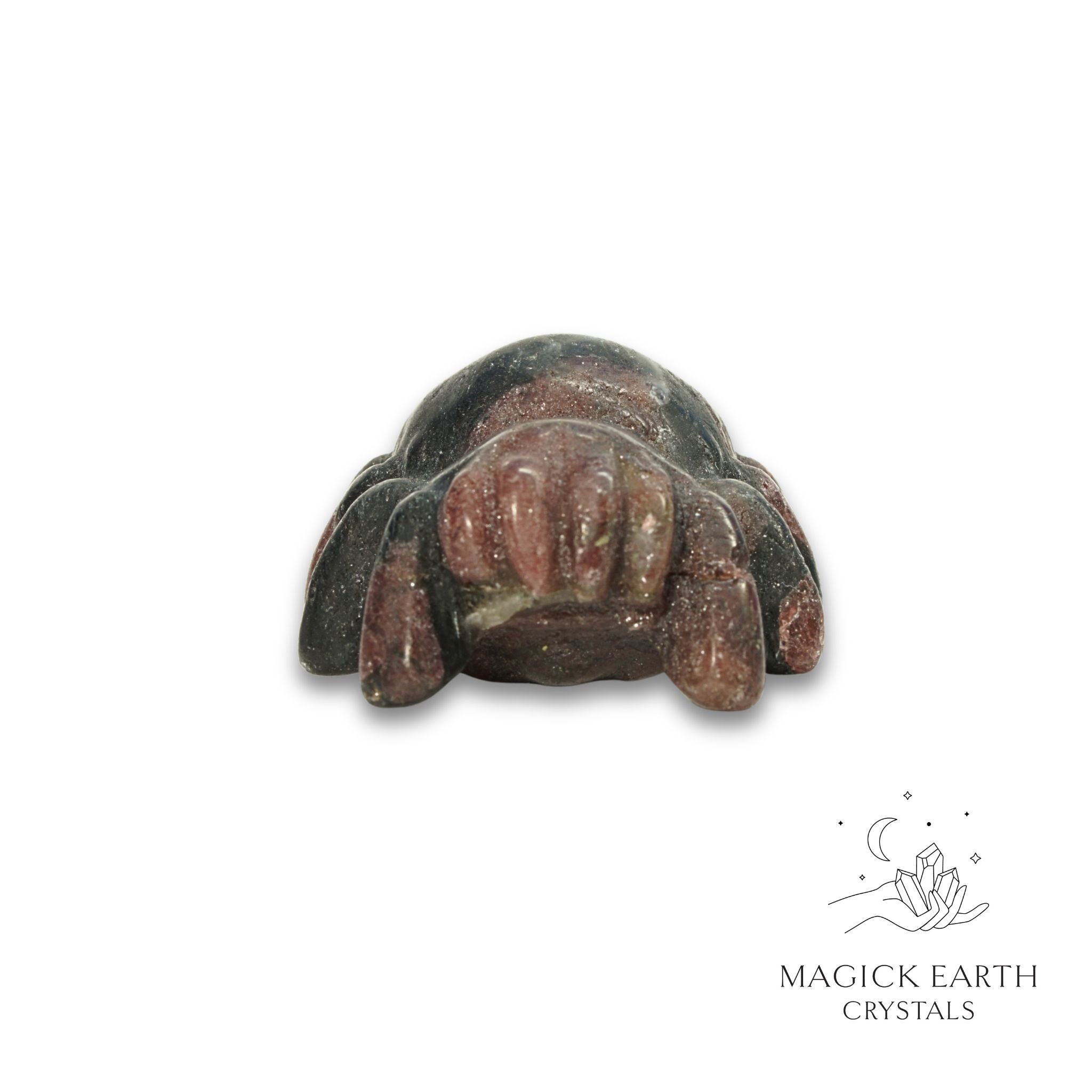 Natural Garnet crystal spider figurine view c