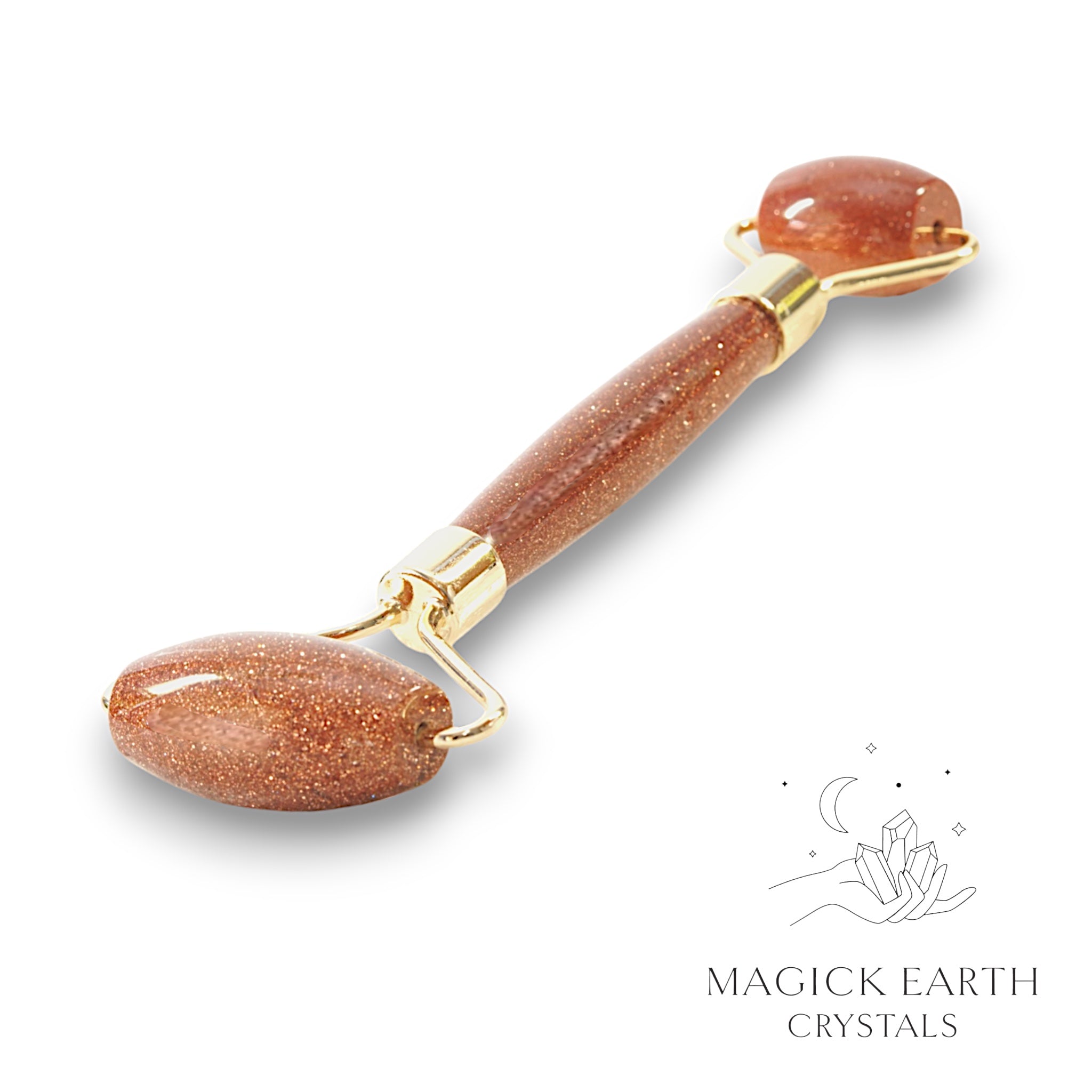 Natural Goldstone crystal massage roller view a