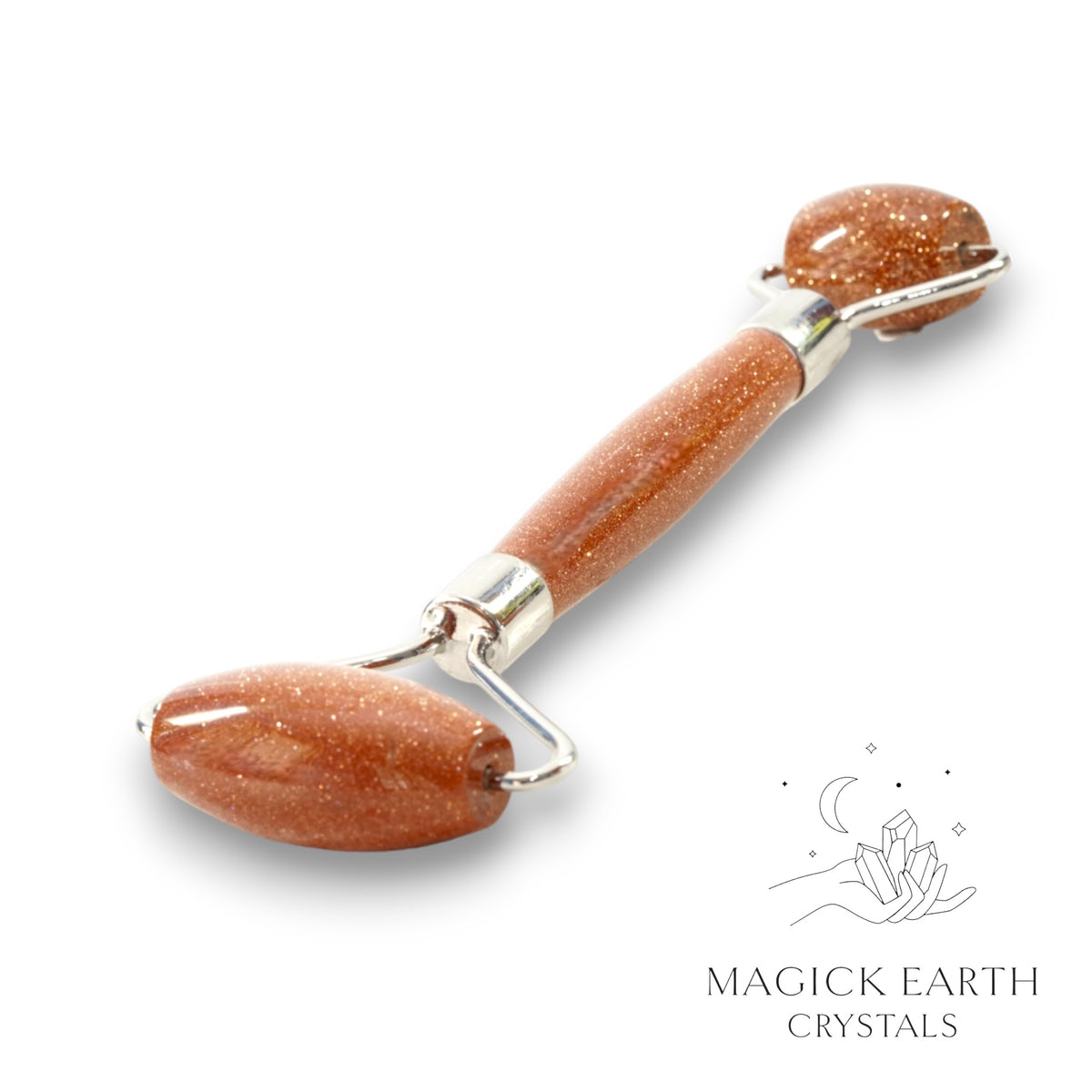 Natural Goldstone crystal massage roller view b