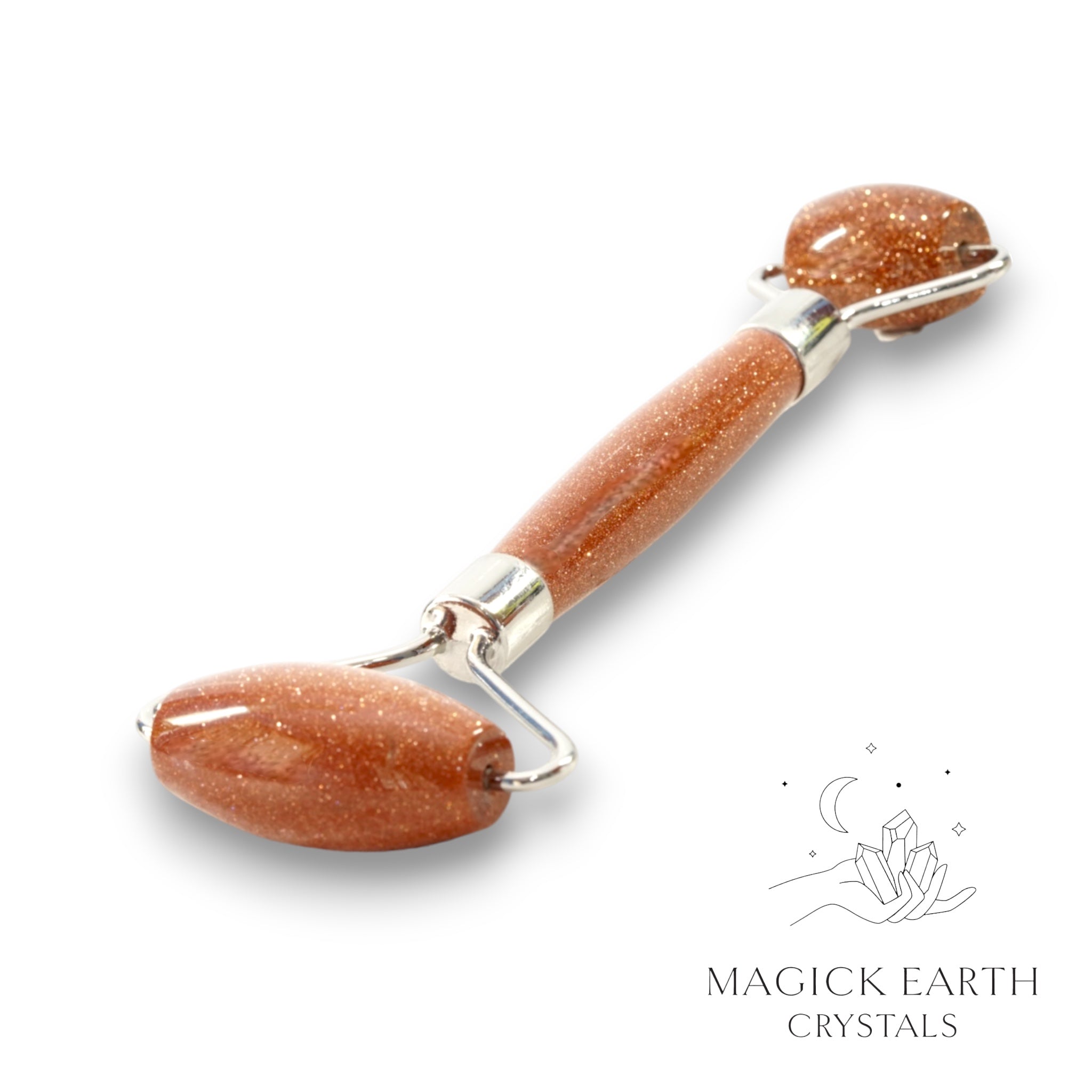 Natural Goldstone crystal massage roller view b