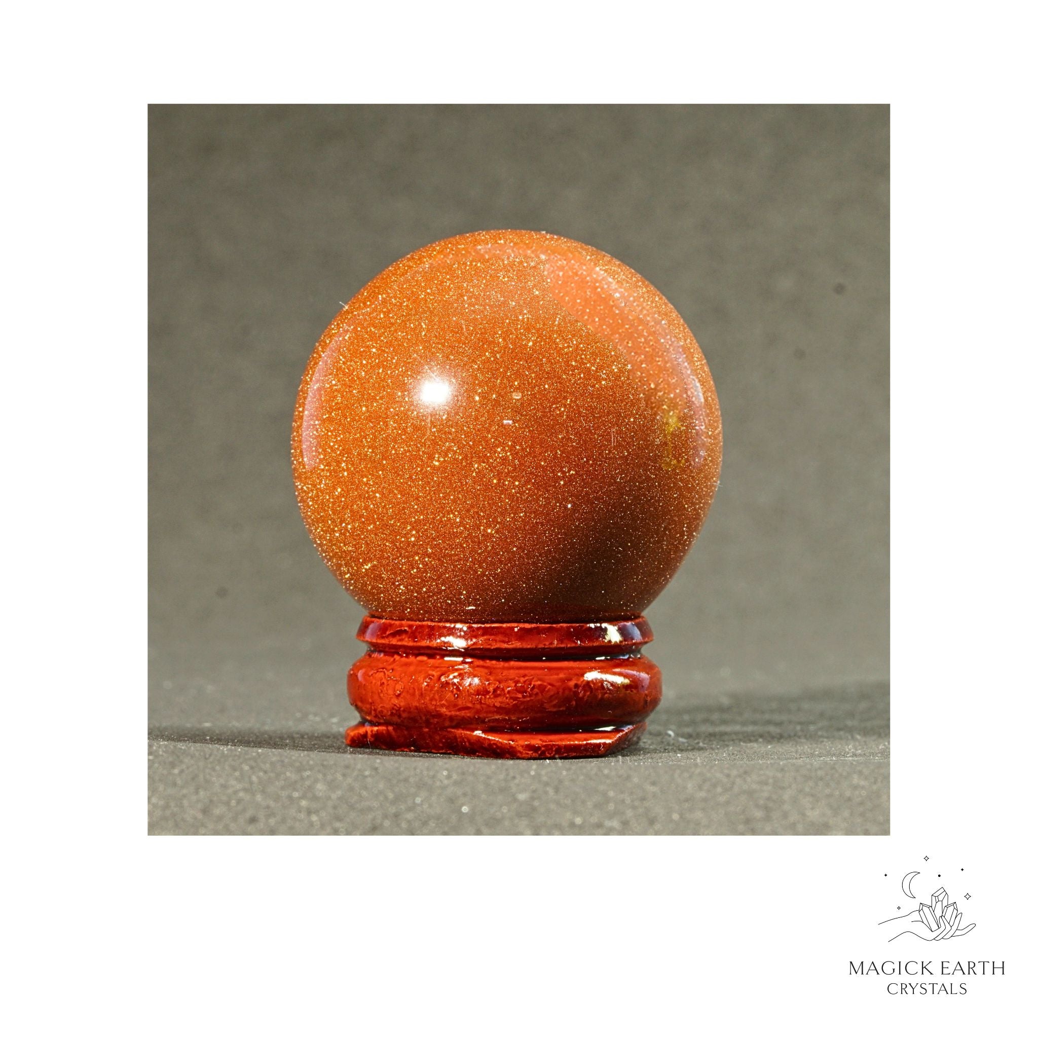 Goldstone crystal sphere 40mm view a