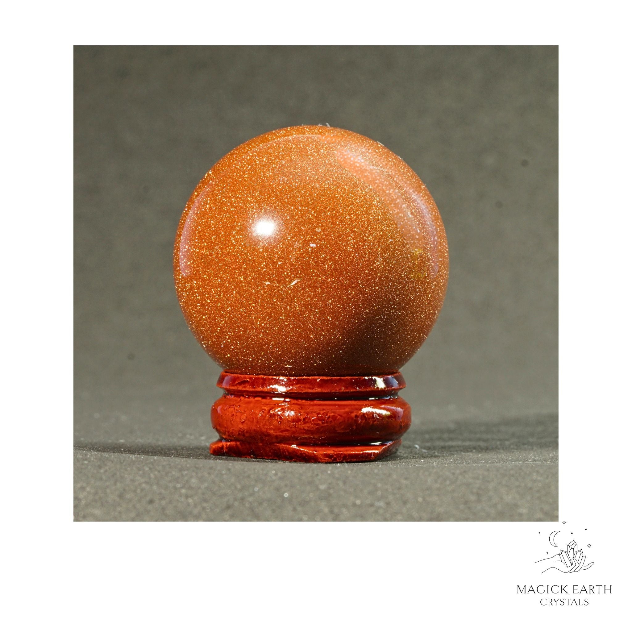 Goldstone crystal sphere 40mm view b