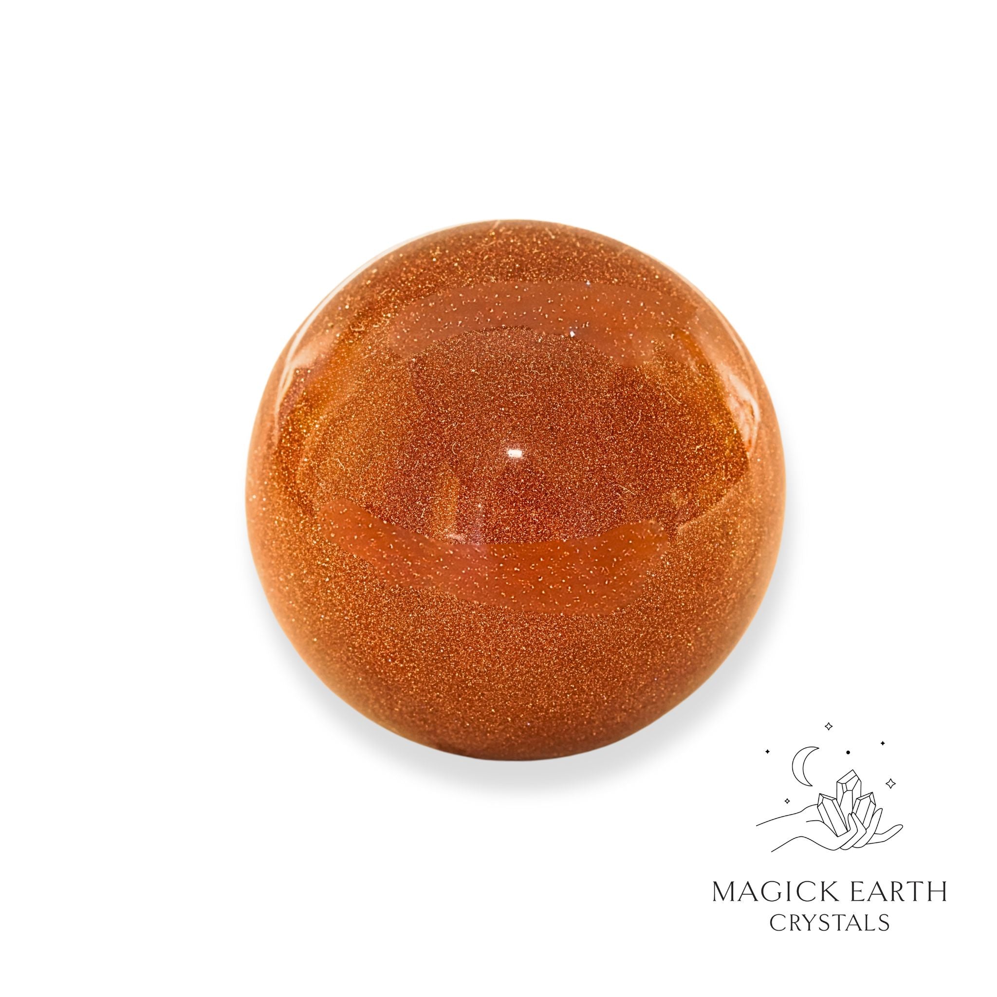 Natural Goldstone crystal sphere view a