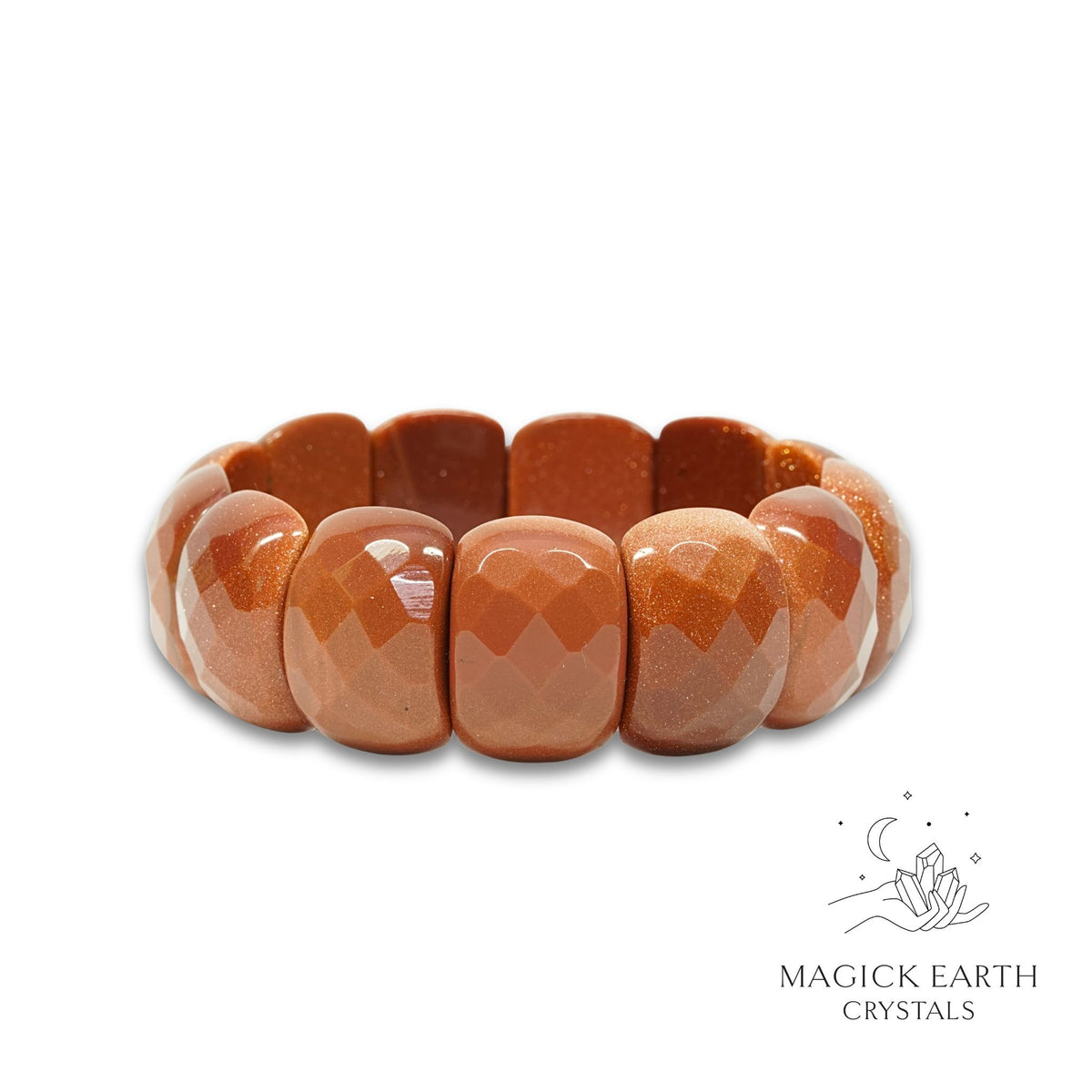 Goldstone crystal faceted statement bracelet view b