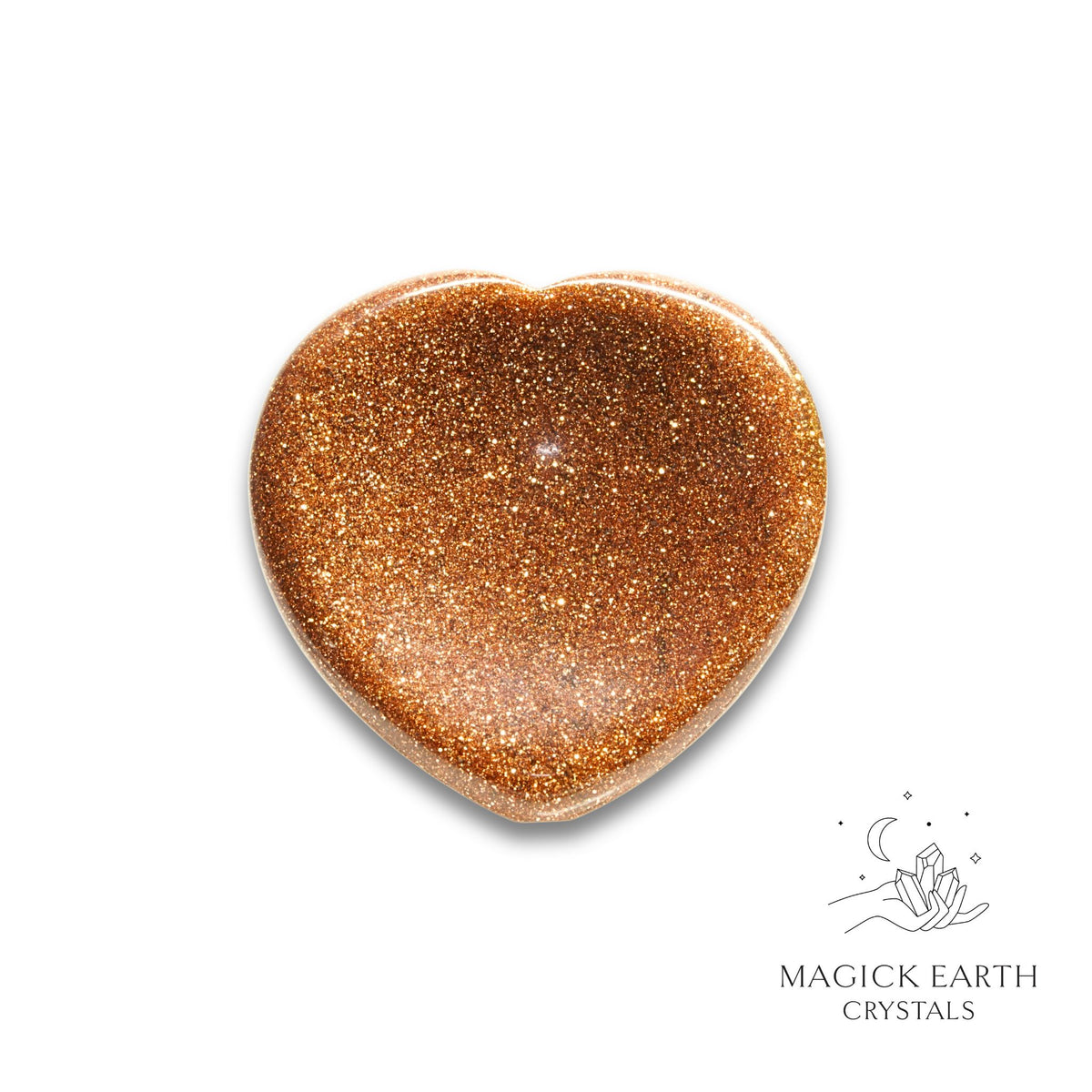 Goldstone heart thumb stone view a
