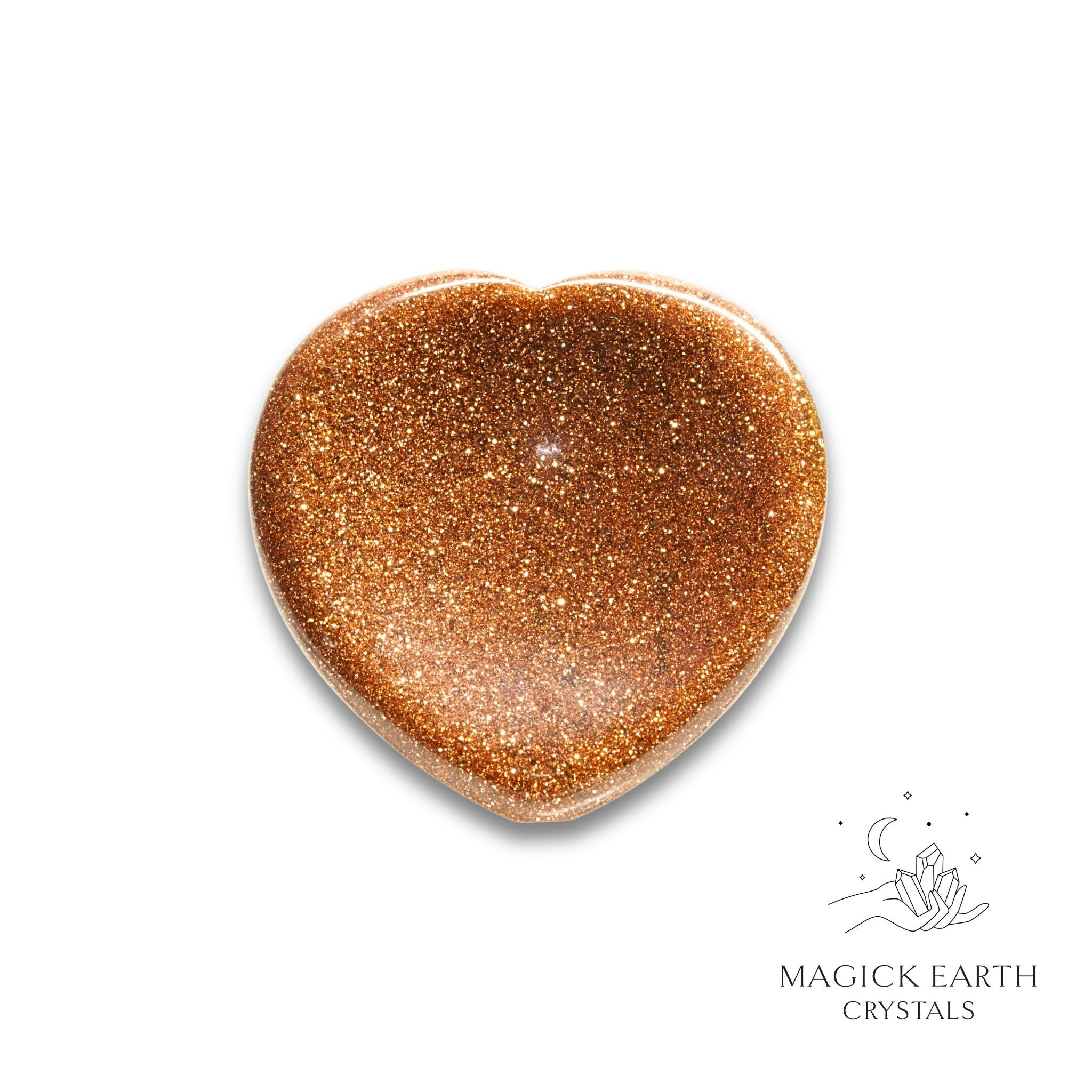Goldstone heart thumb stone view a