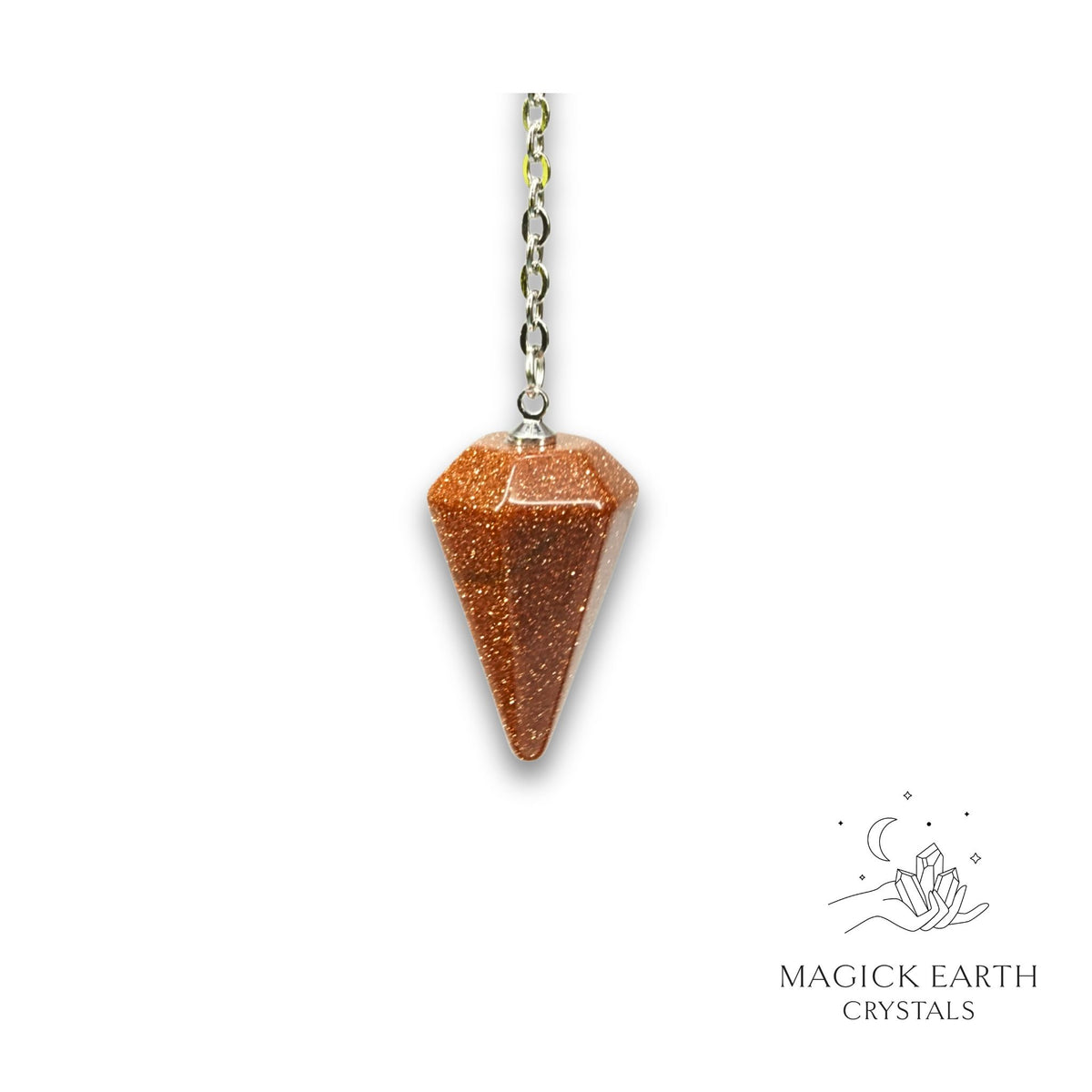 Natural Goldstone crystal small cone pendulum view b