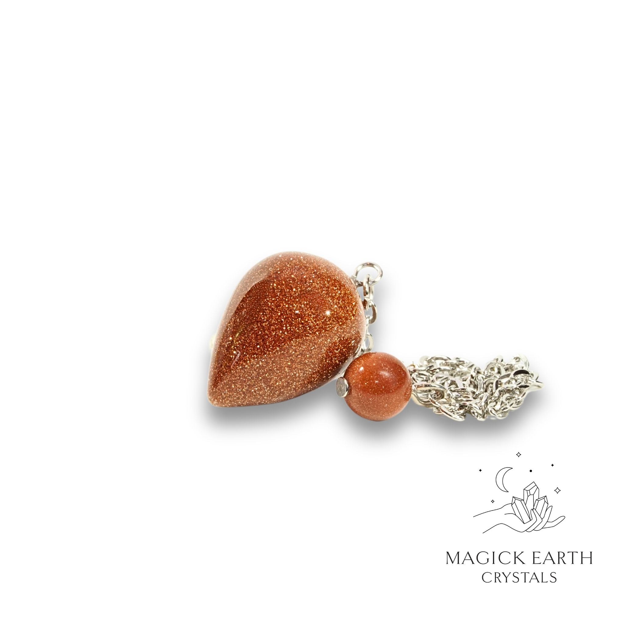 Natural Goldstone water drop crystal pendulum view a