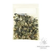 Natural Green Included Quartz drilled crystal chips view c