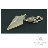 Natural Grey Agate spire crystal pendulum view a