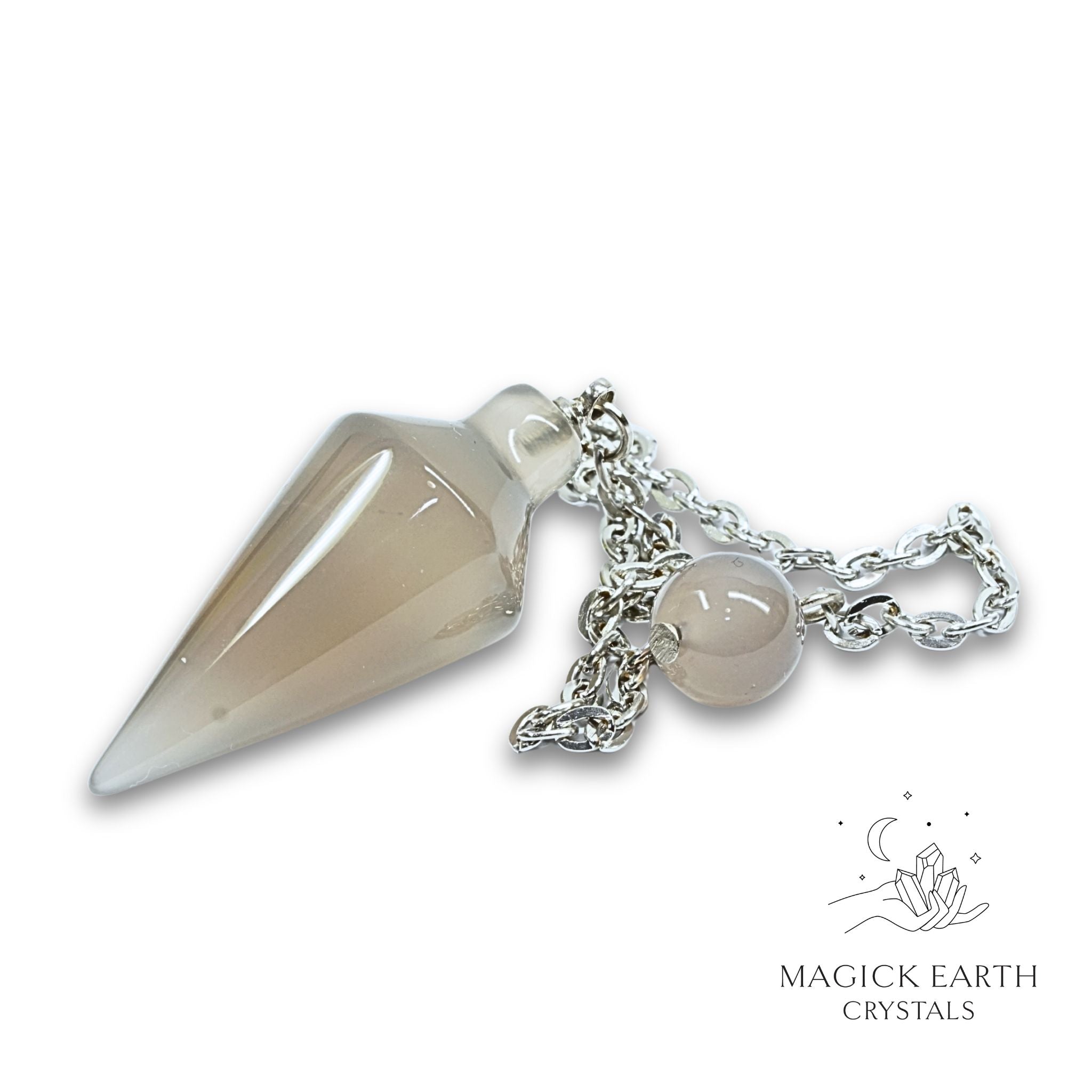 Natural Grey Agate spire crystal pendulum view b