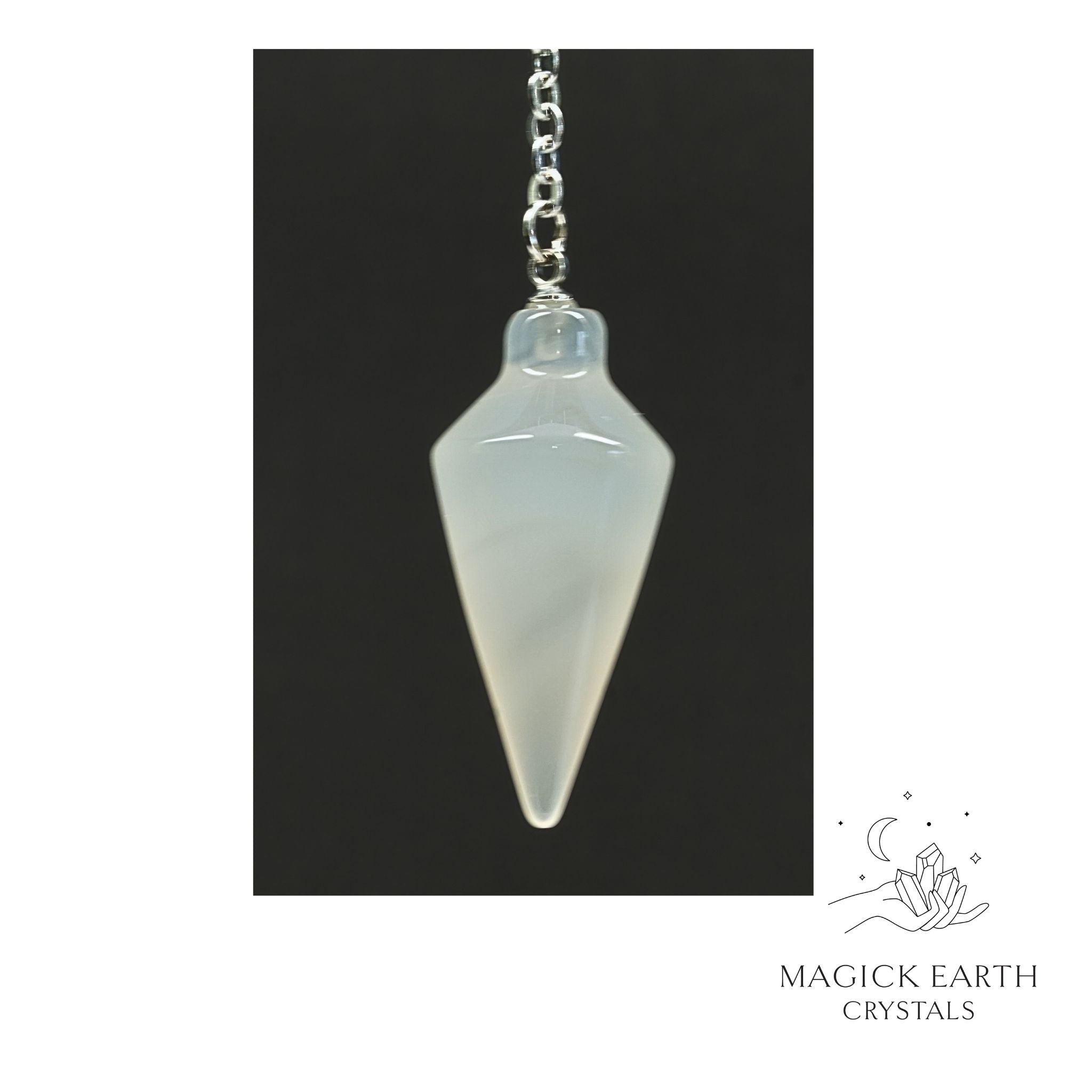 Natural Grey Agate spire crystal pendulum view c