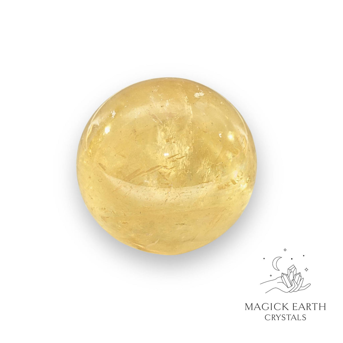 Natural Honey Calcite crystal sphere view b