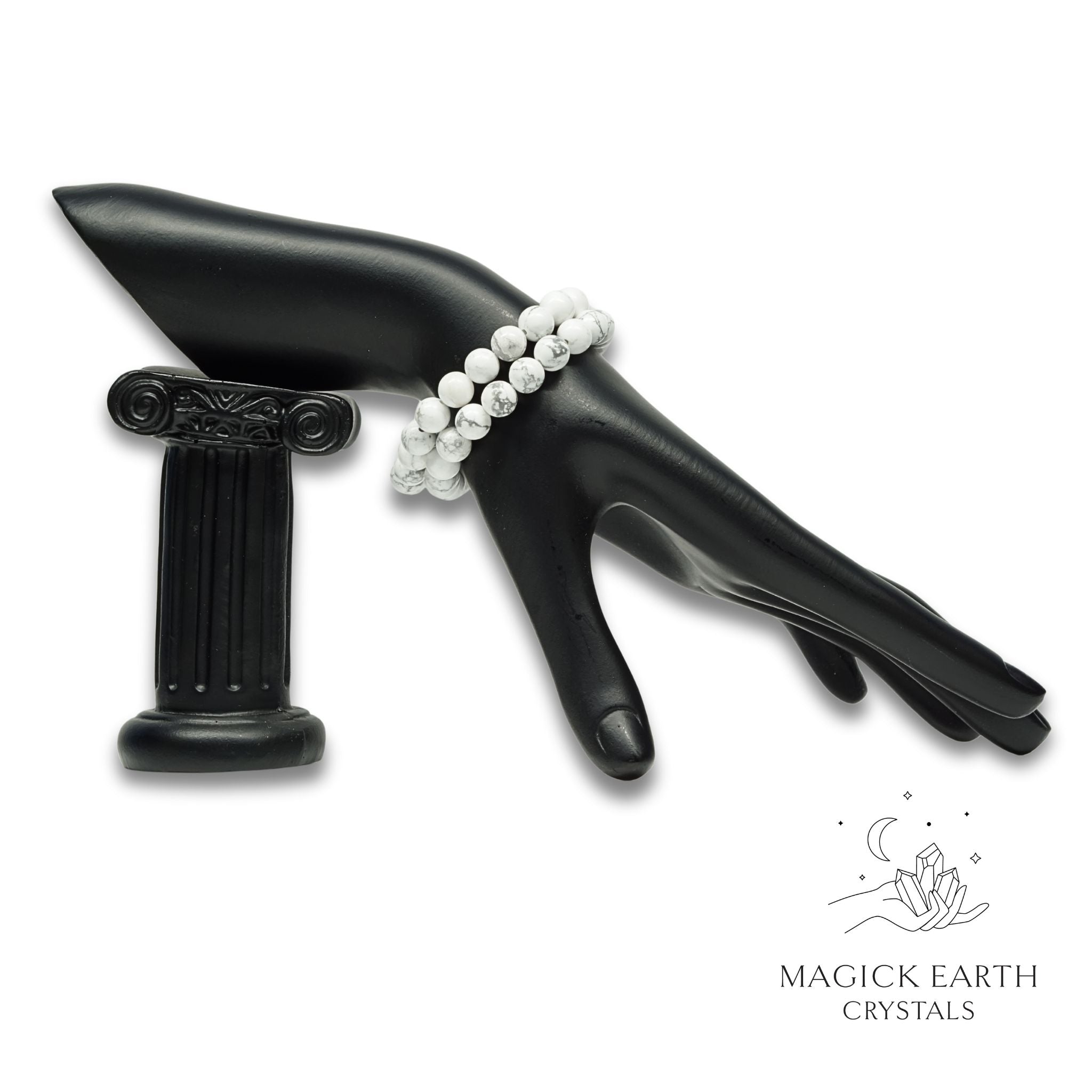 Natural Howlite 8mm round bead crystal bracelets view a
