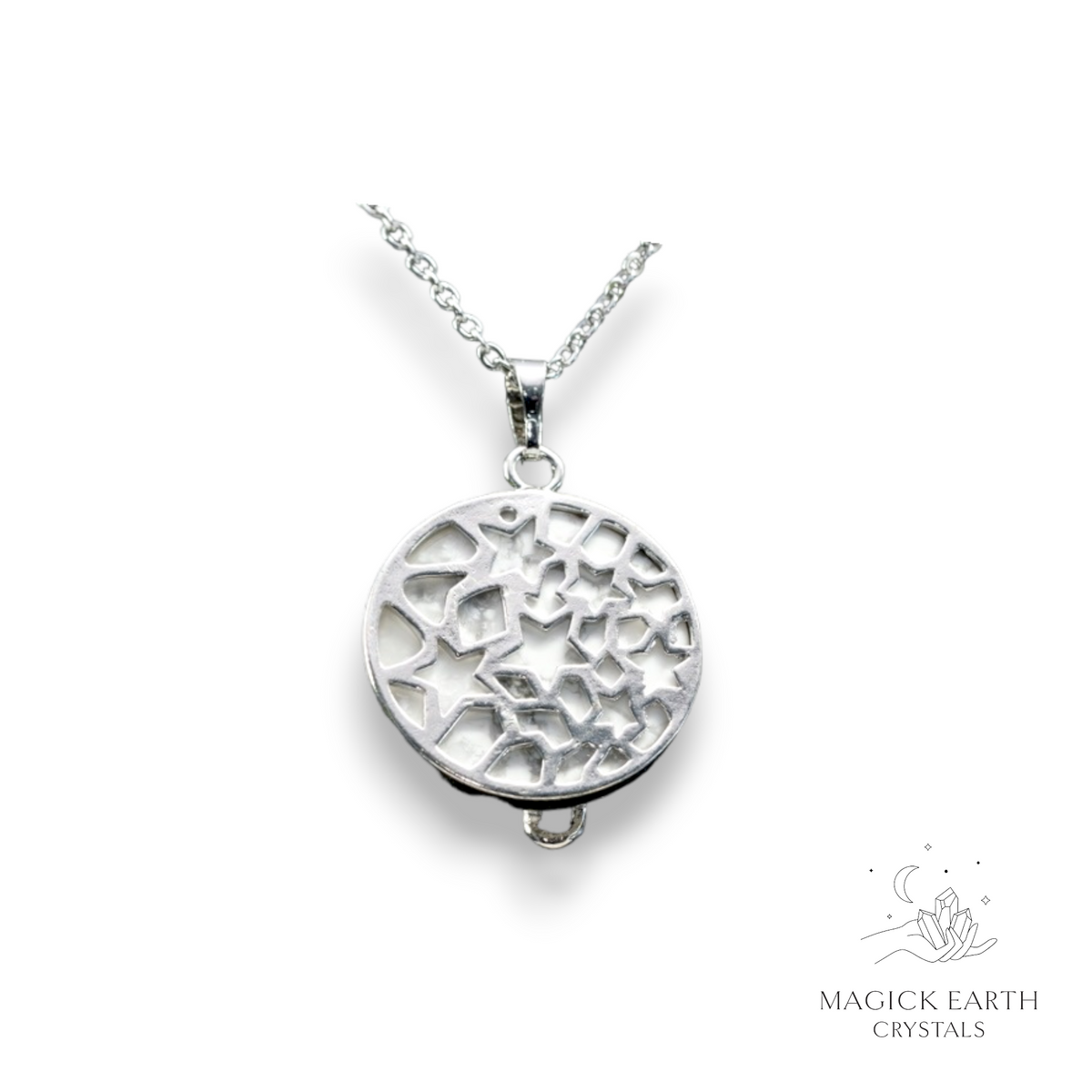 Natural Howlite crystal cat pendant view b