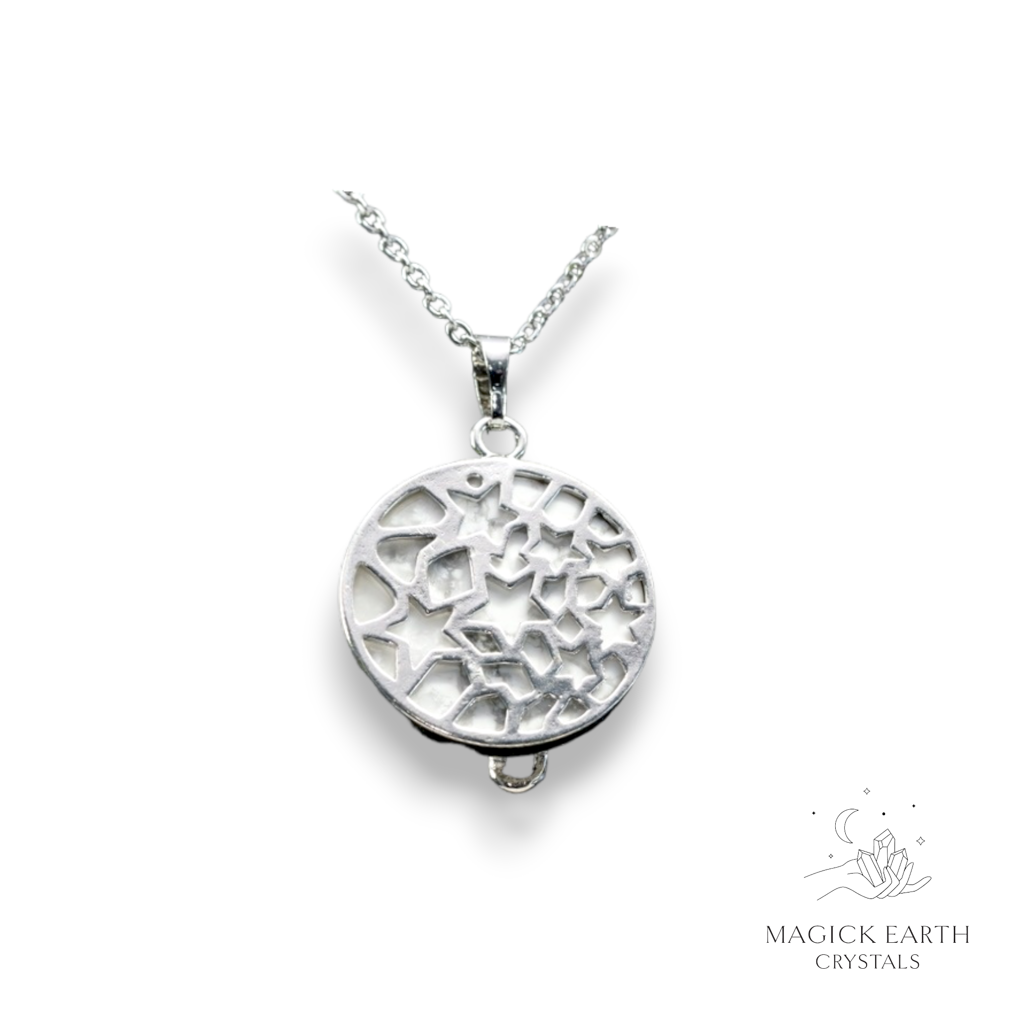 Natural Howlite crystal cat pendant view b