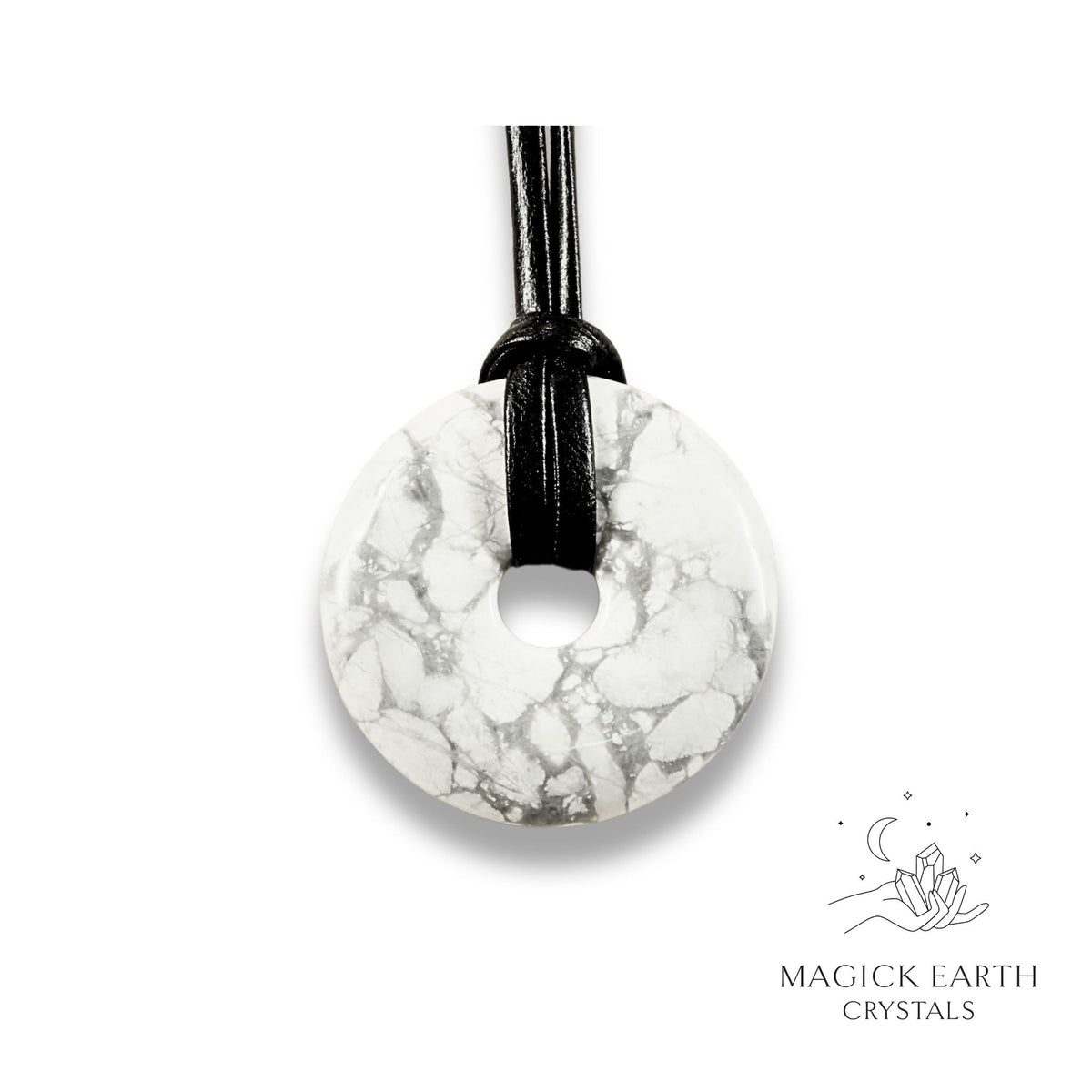 Natural Howlite crystal donut view a