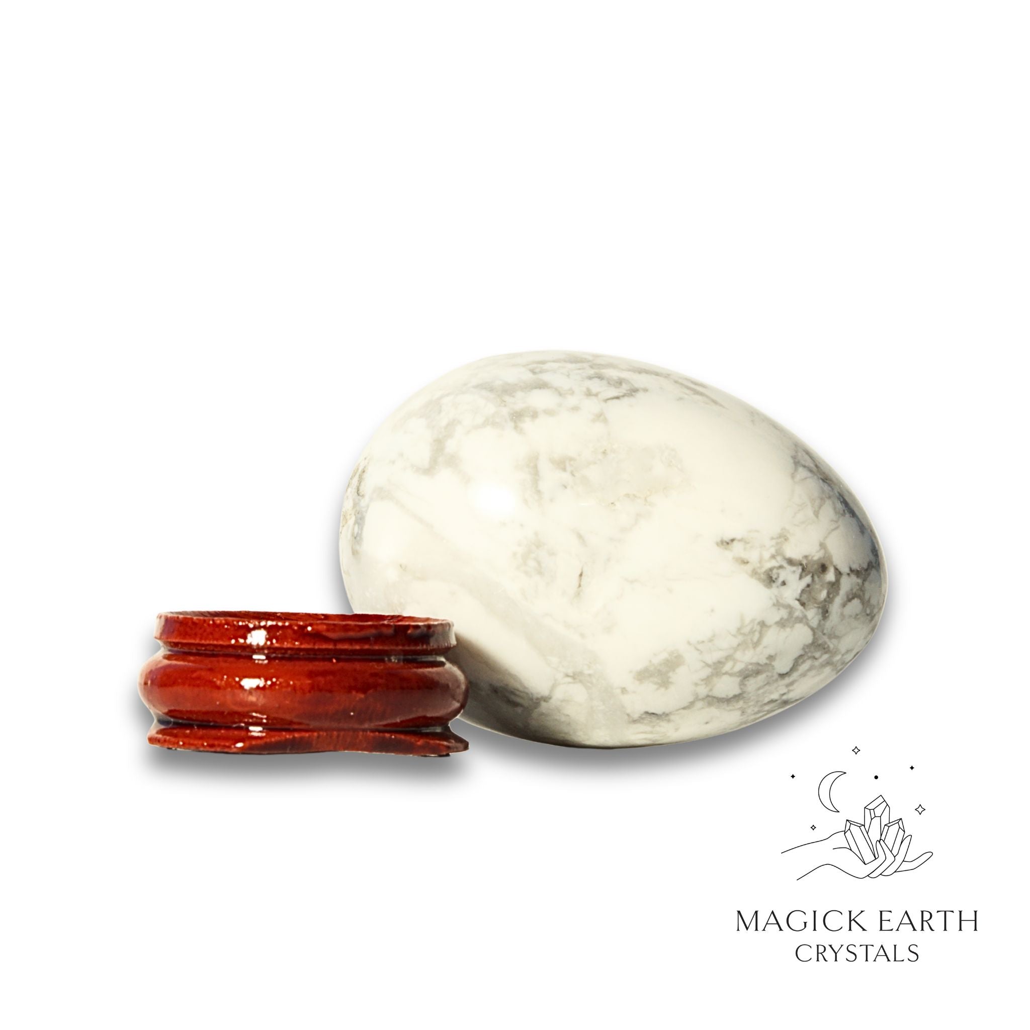 Natural Howlite crystal egg view d
