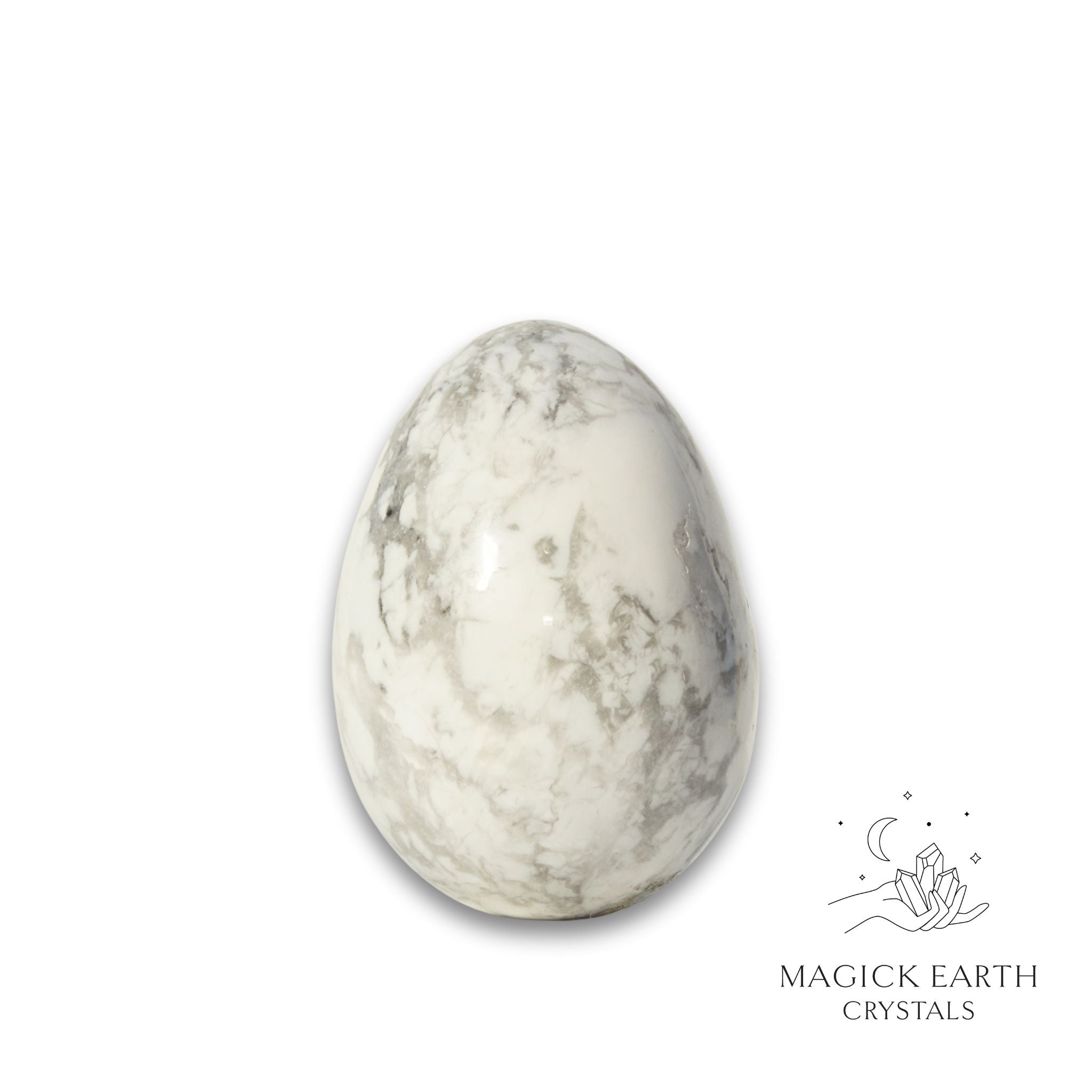 Natural Howlite crystal egg view e