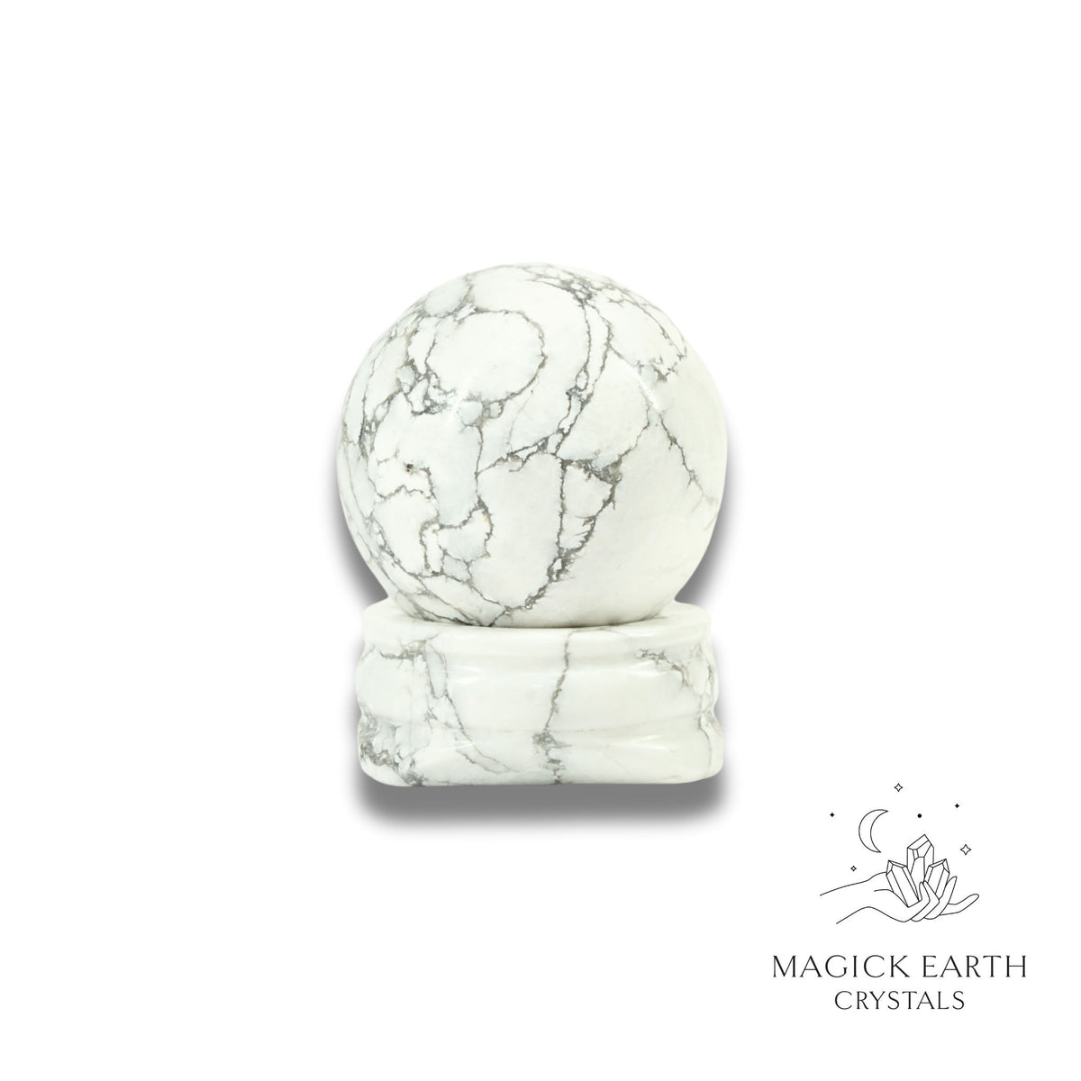 Natural Howlite crystal sphere view a