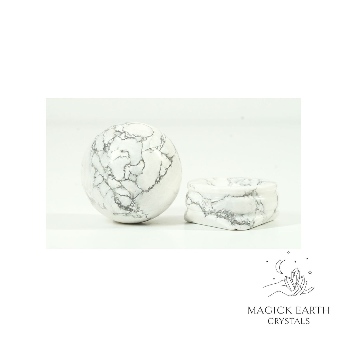 Natural Howlite crystal sphere view b