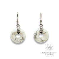 Howlite  Donut Pi Earrings With Platinum Finish For Calm Communication