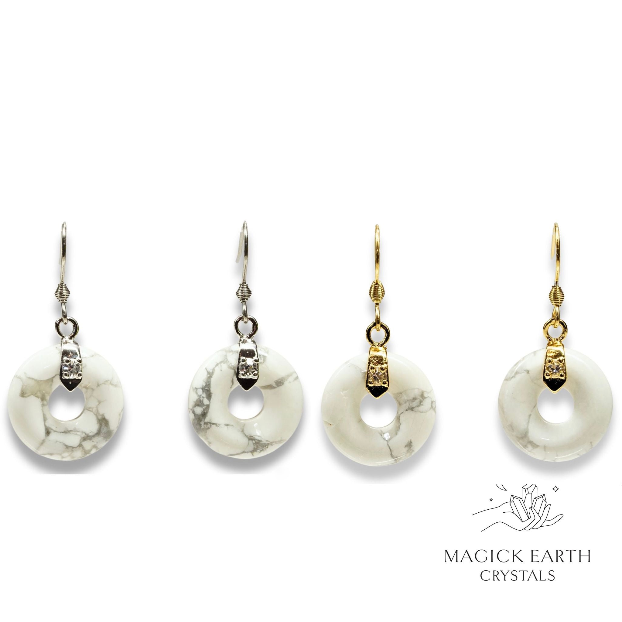 Howlite  Donut Pi Earrings  For Calm Communication