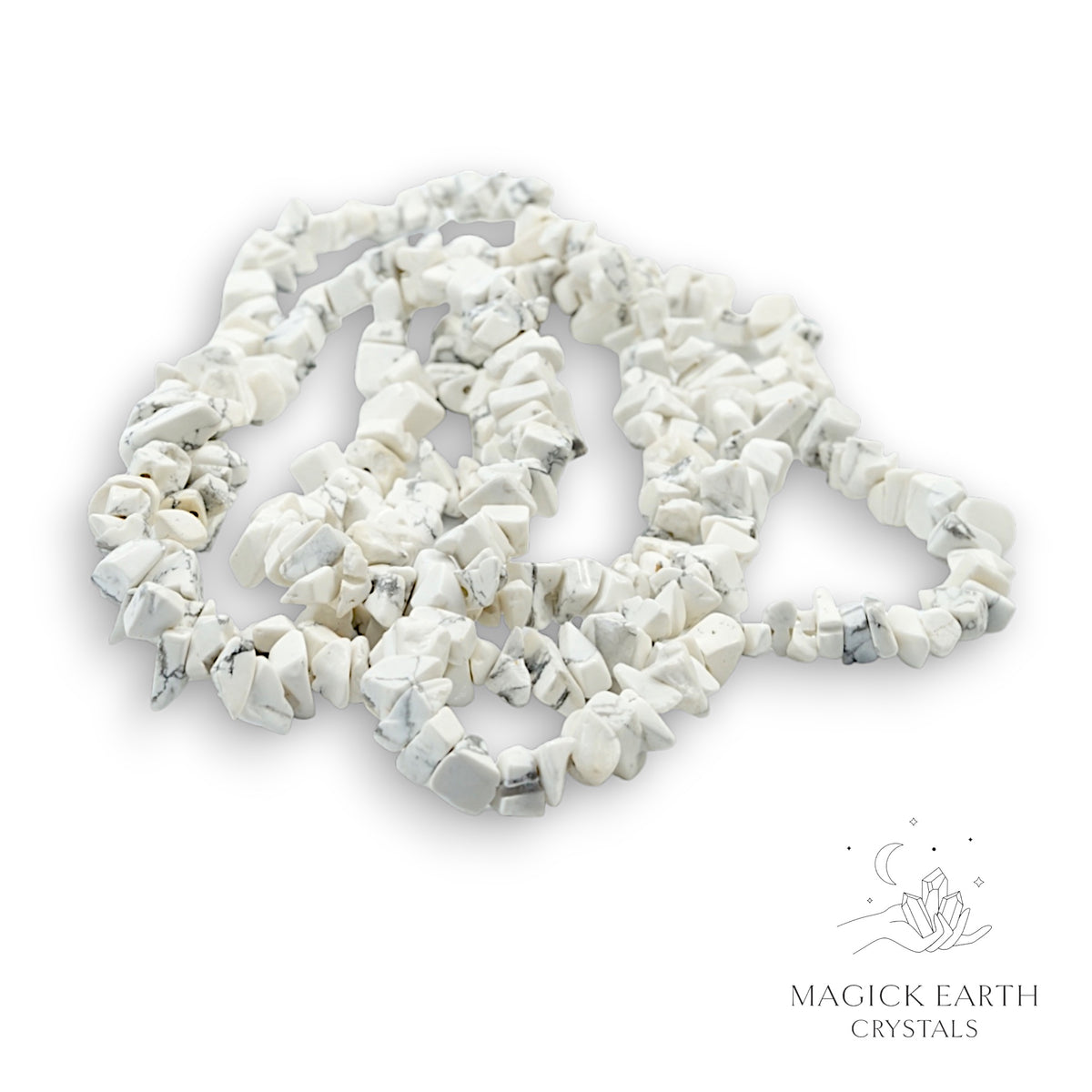 Natural Howlite drilled crystal chip strand small chip size