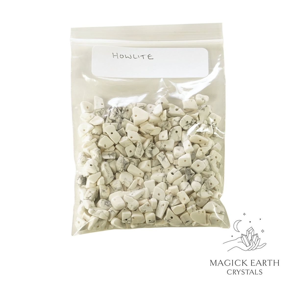 Howlite drilled crystal chips bag