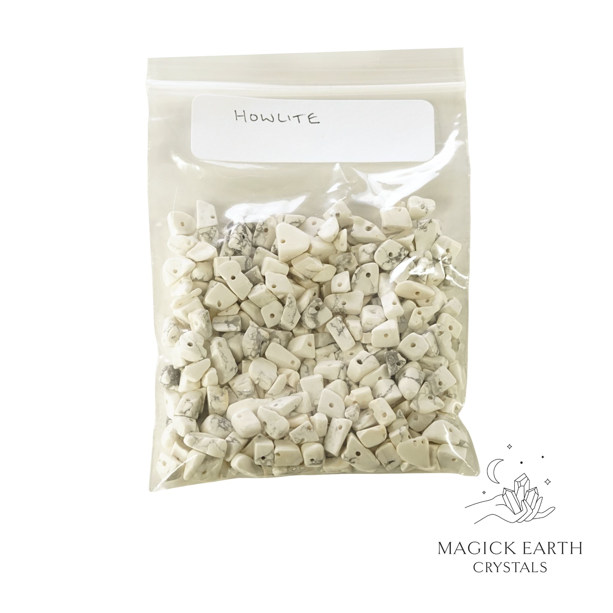 Howlite drilled crystal chips bag