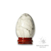 Howlite Crystal Egg with Wooden Stand Vertical View B for Calm Communication