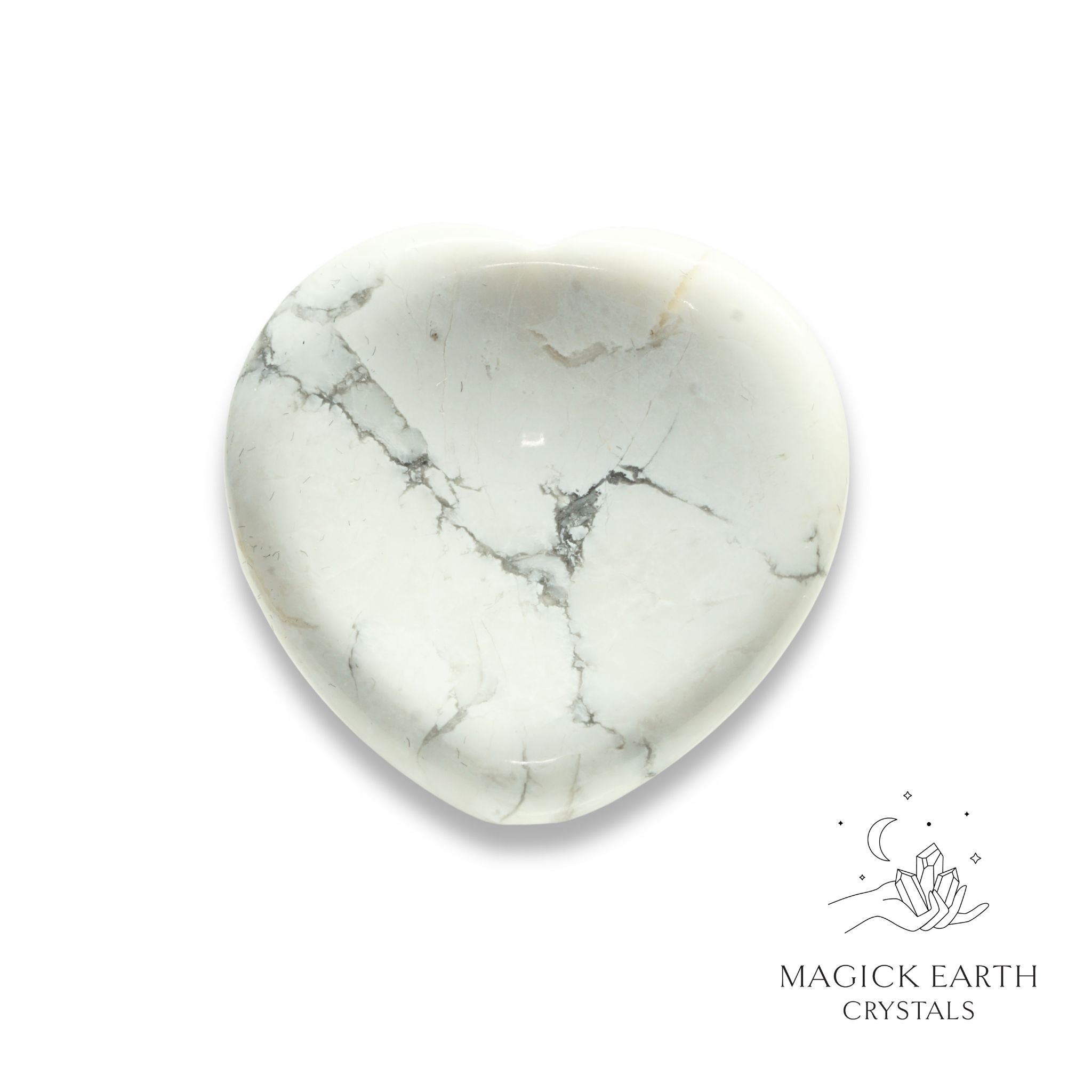 Natural Howlite heart thumb stone view a