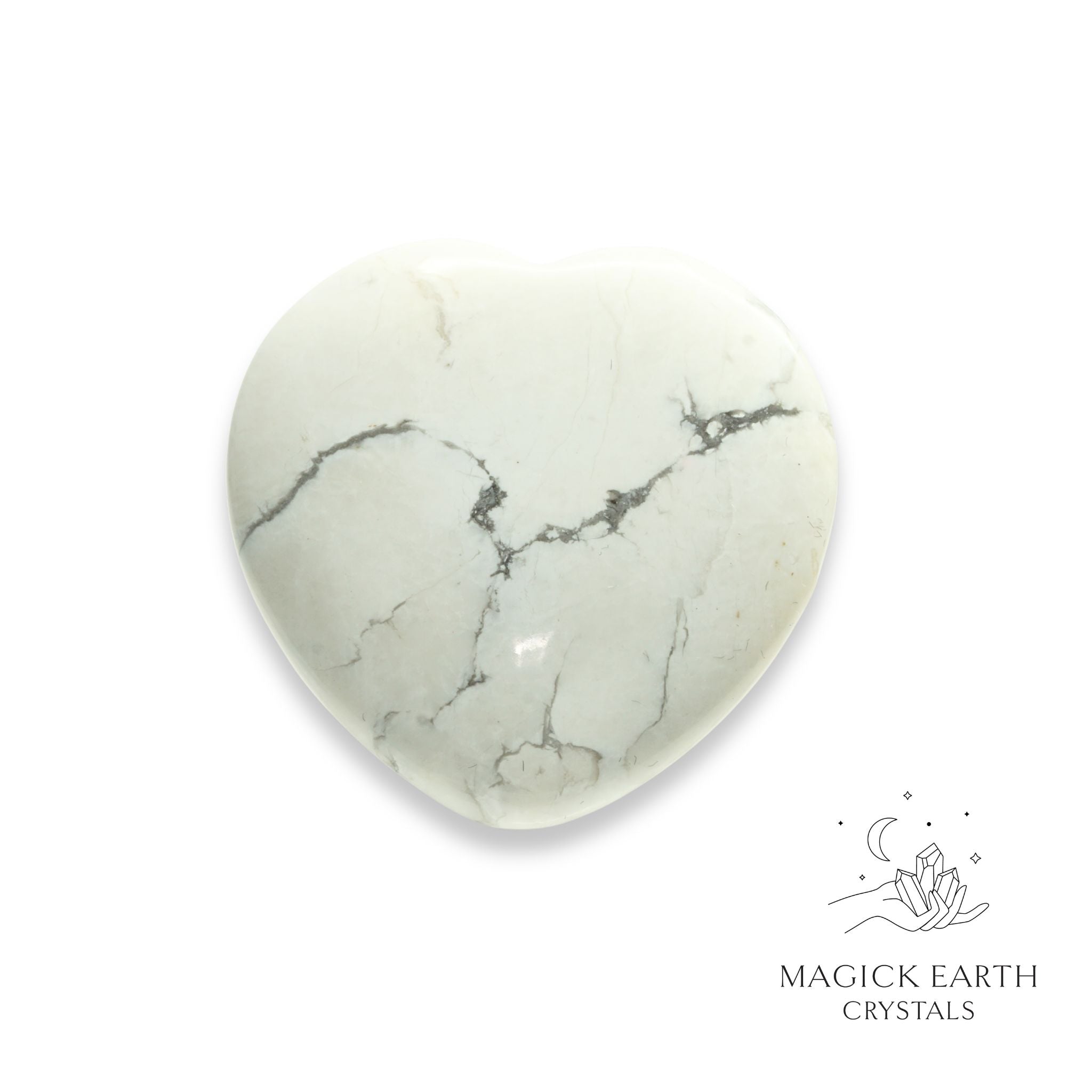 Natural Howlite heart thumb stone view b