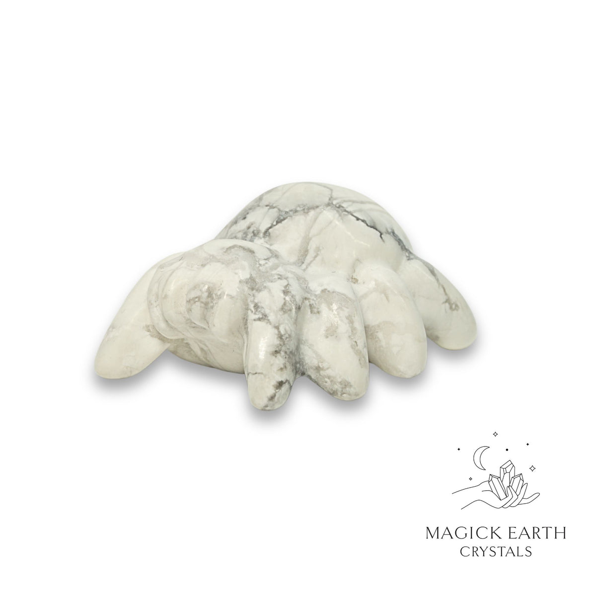 Natural Howlite crystal spider figurine view a