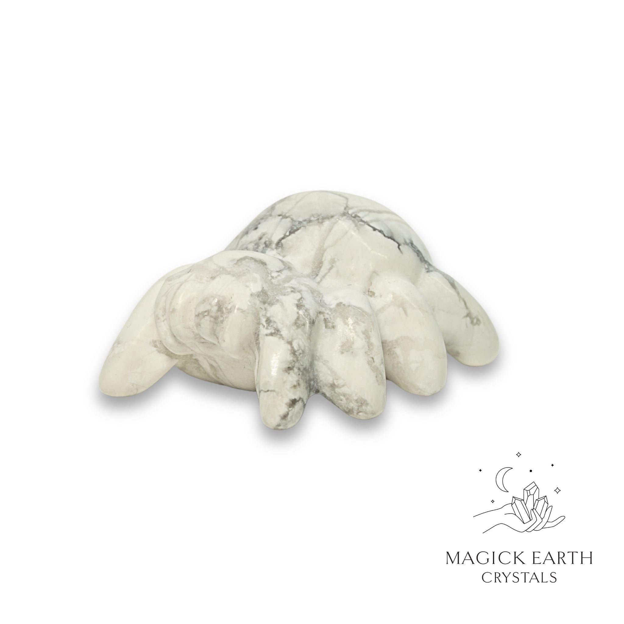 Natural Howlite crystal spider figurine view a