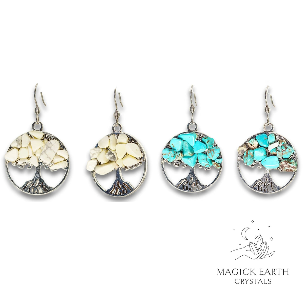 Howlite Tree Of Life Earrings For Calm Communication
