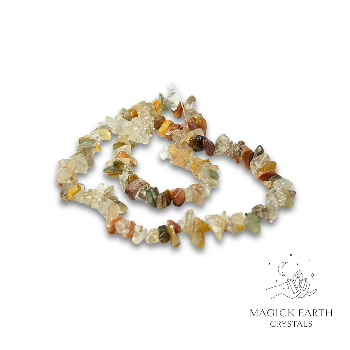 Natural Included Quartz drilled crystal chips view b